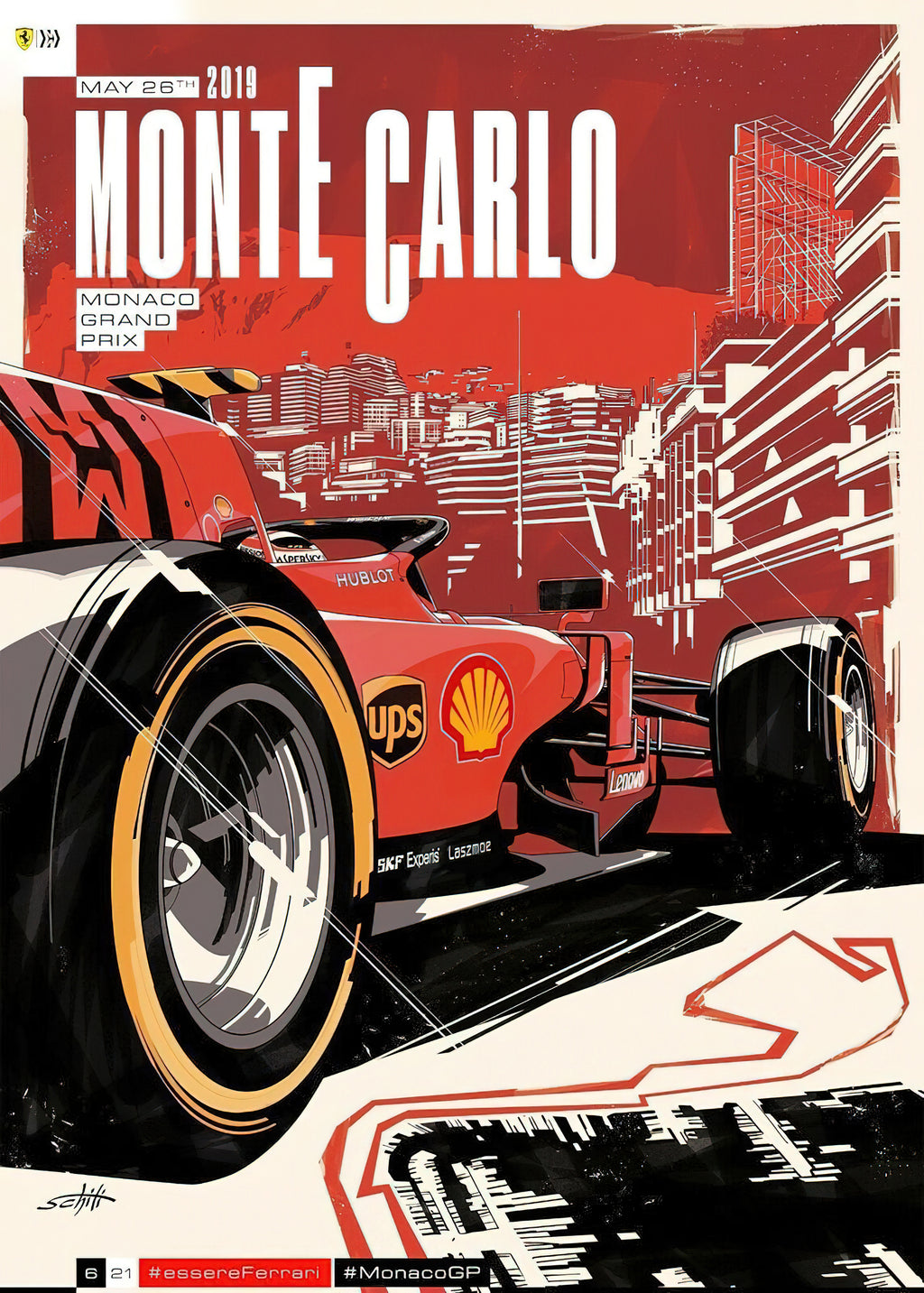Scuderia Ferrari Monte Carlo Monaco Grand Prix 2019 Illustrative Poster