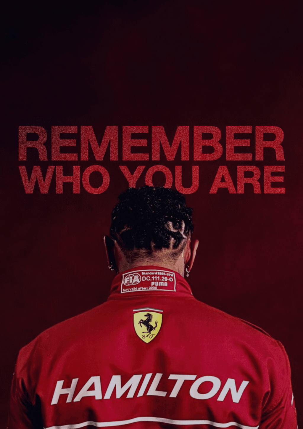 Lewis Hamilton "Remember Who You Are" Ferrari Premium F1 Poster