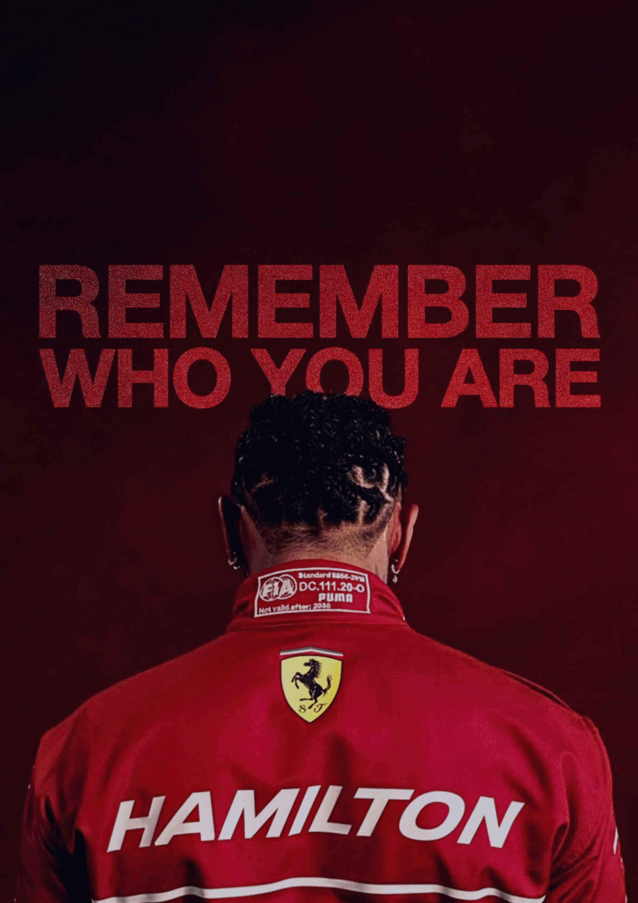 Lewis Hamilton "Remember Who You Are" Ferrari Premium F1 Poster