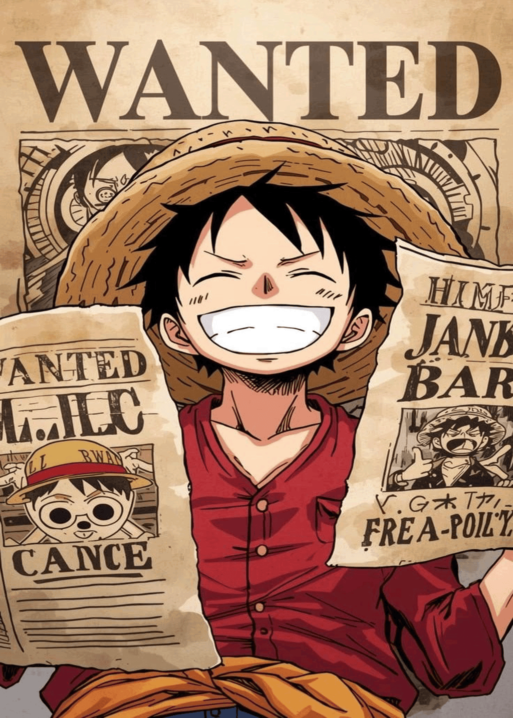 One Piece "Monkey D. Luffy: Wanted Collage" Graphic Poster