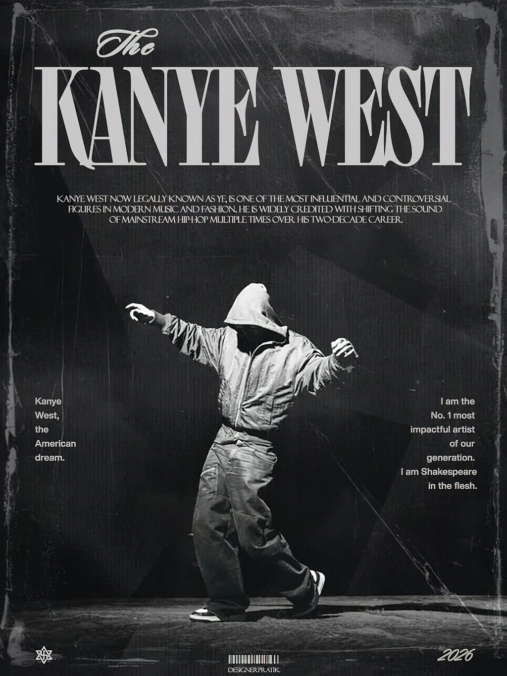 Kanye West "The American Dream" Dark Editorial Graphic Poster