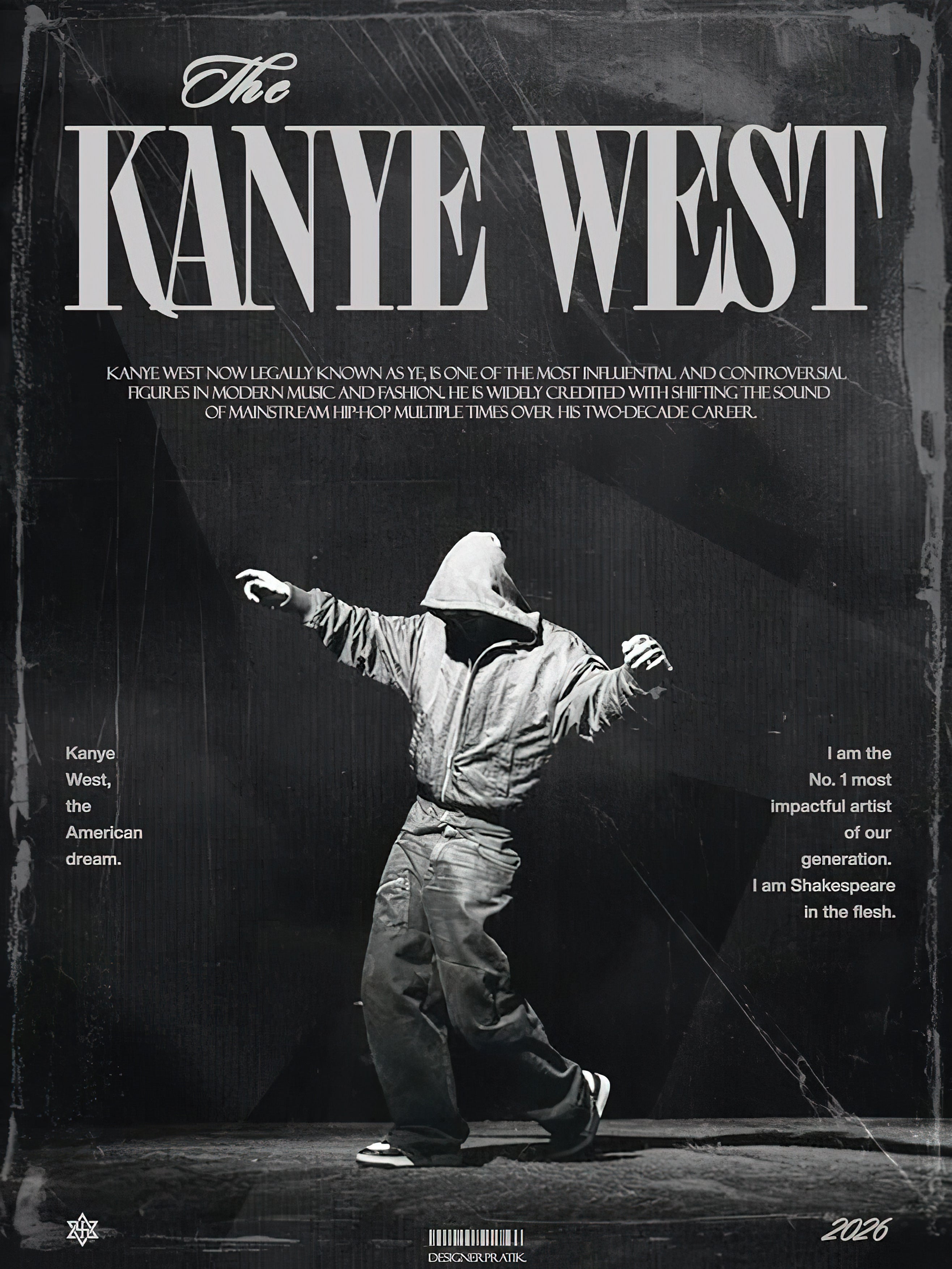 Kanye West "The American Dream" Dark Editorial Graphic Poster