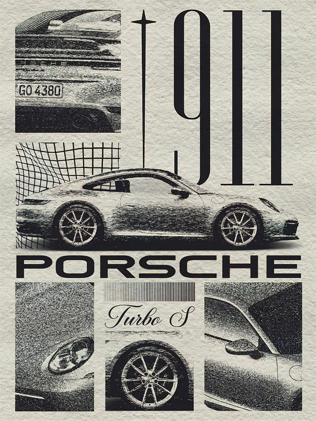 Porsche 911 Turbo S Monochrome Editorial Grain Poster