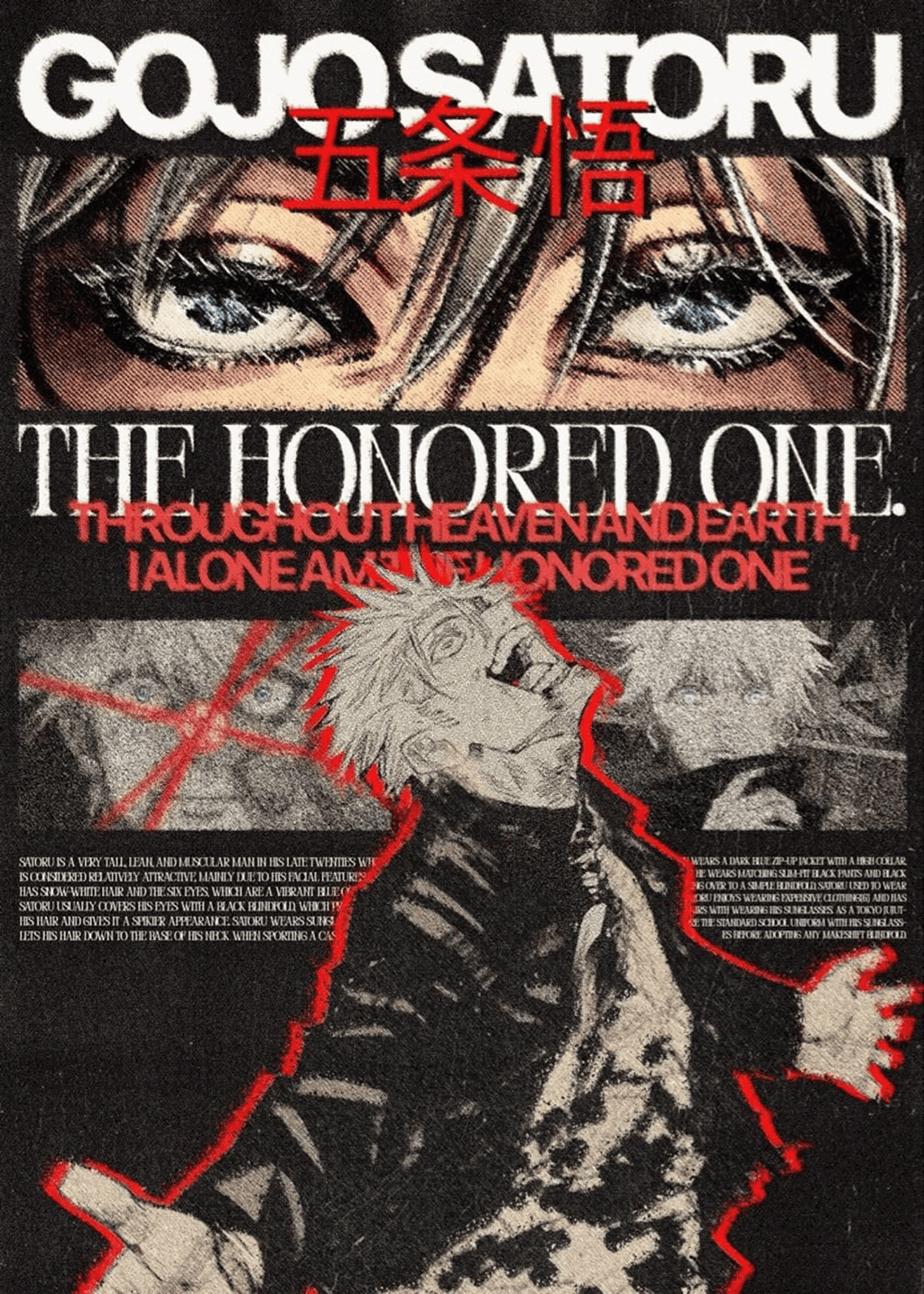 Jujutsu Kaisen "Gojo Satoru: The Honored One" Dark Editorial Graphic Poster