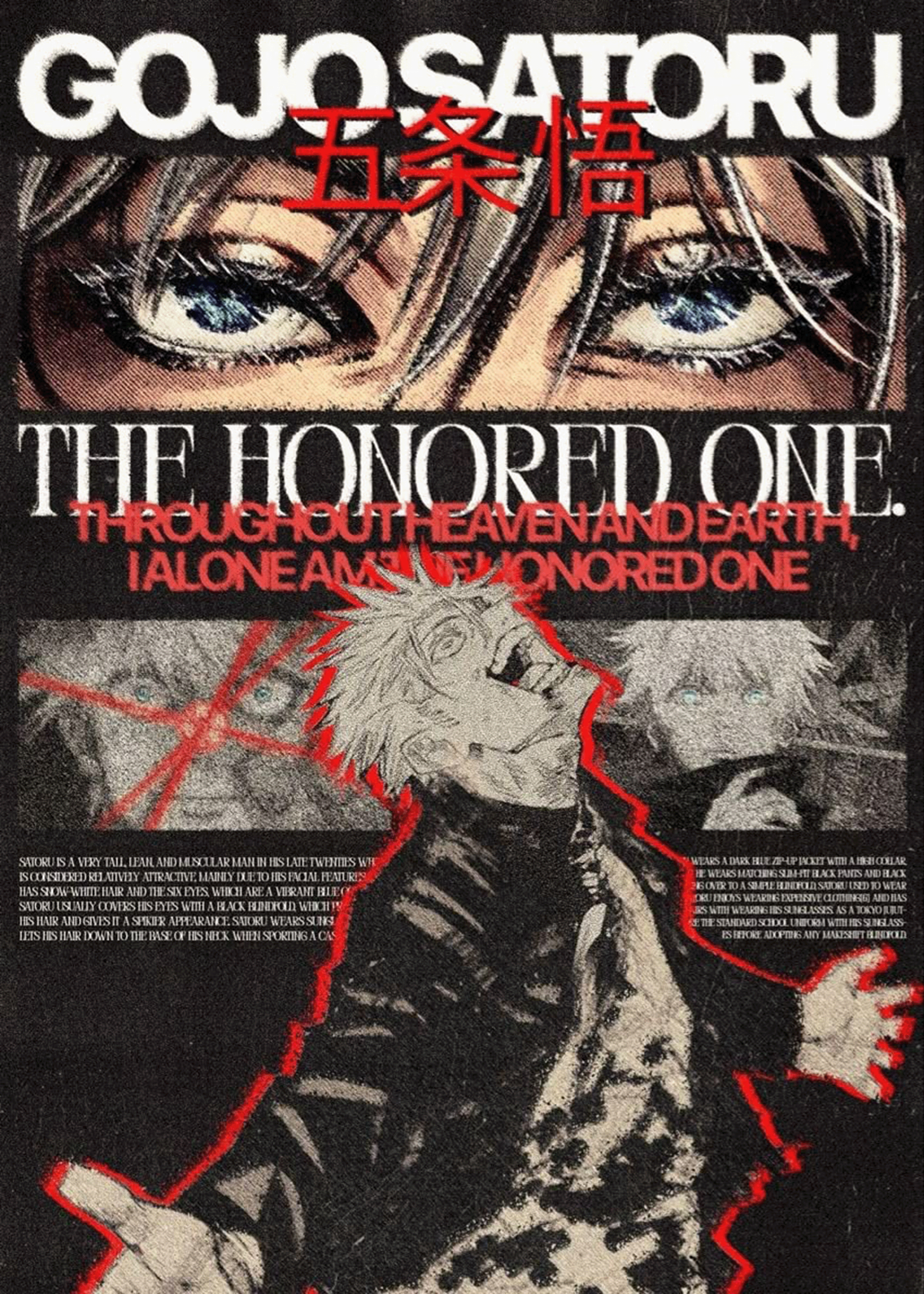 Jujutsu Kaisen "Gojo Satoru: The Honored One" Dark Editorial Graphic Poster