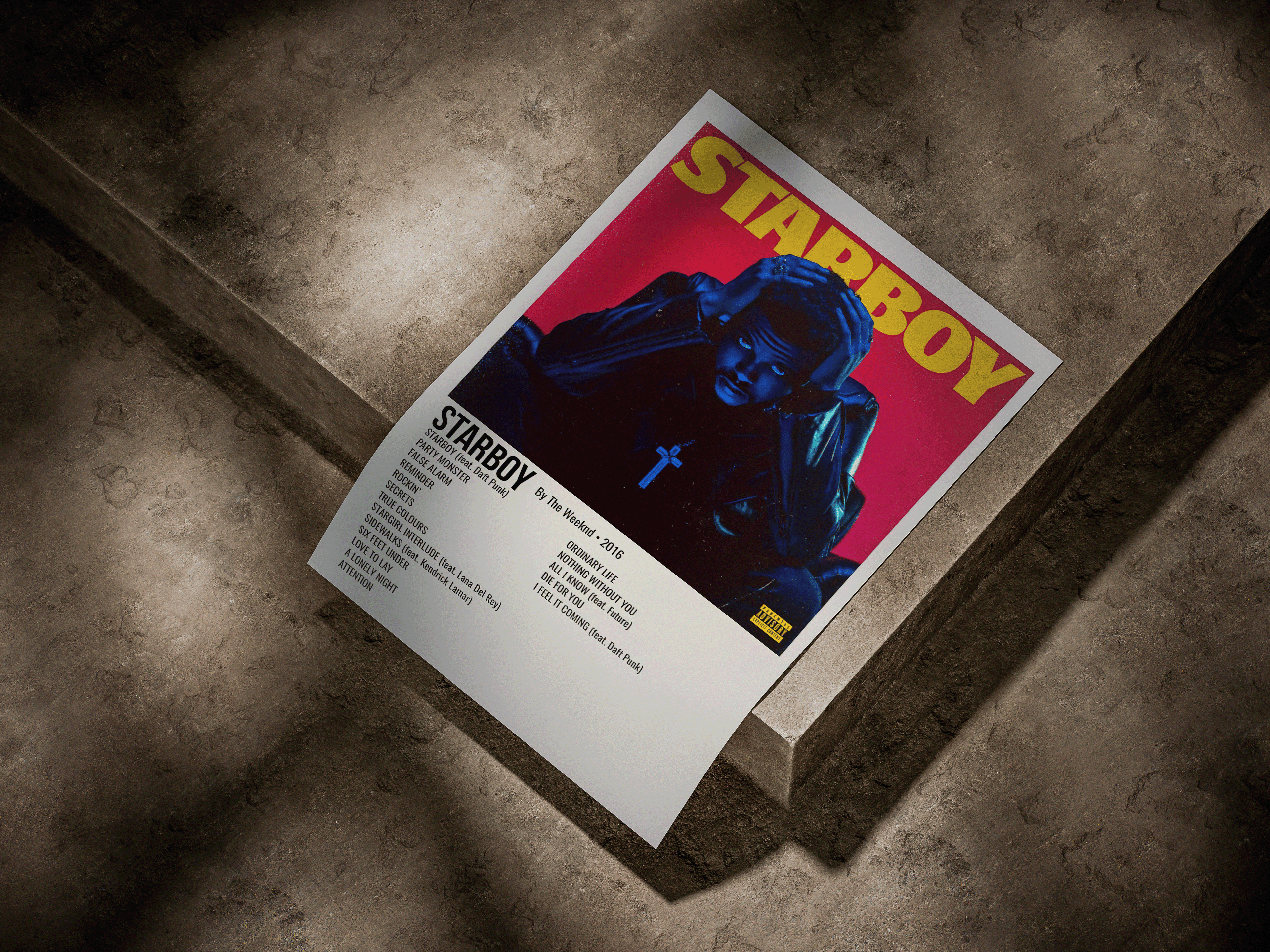 The Weeknd "Starboy" Modern Minimalist Tracklist Poster