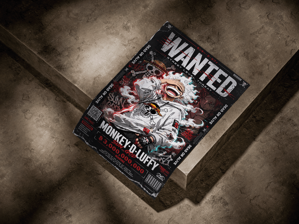One Piece "Luffy Gear 5: Sun God Bounty" Dark Streetwear Poster