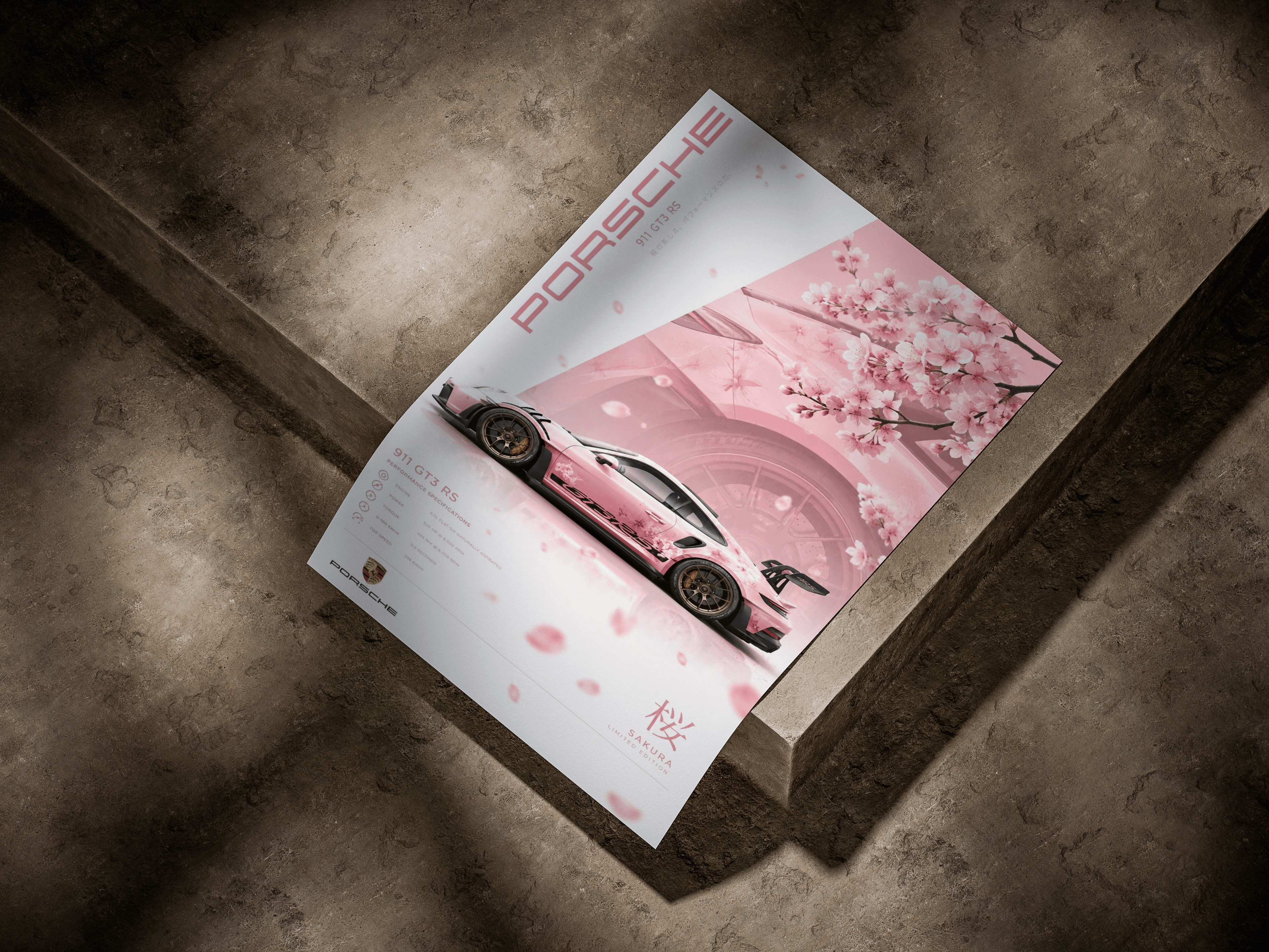 Porsche 911 GT3 RS "Sakura Limited Edition" Japanese Editorial Poster