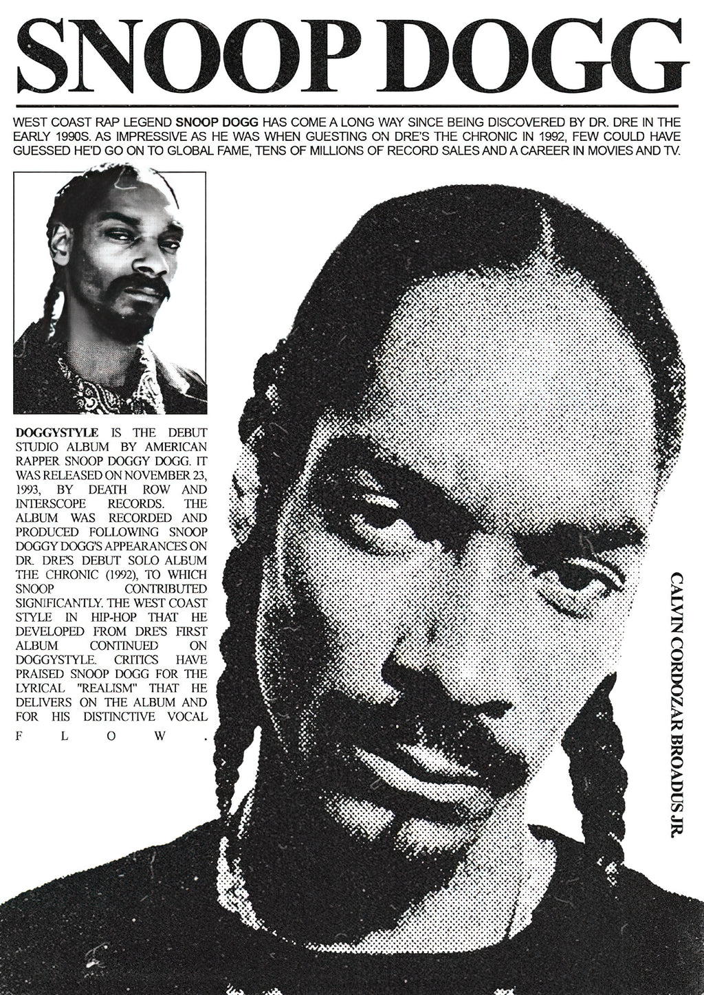 Snoop Dogg "Doggystyle" Halftone Newspaper Editorial Poster