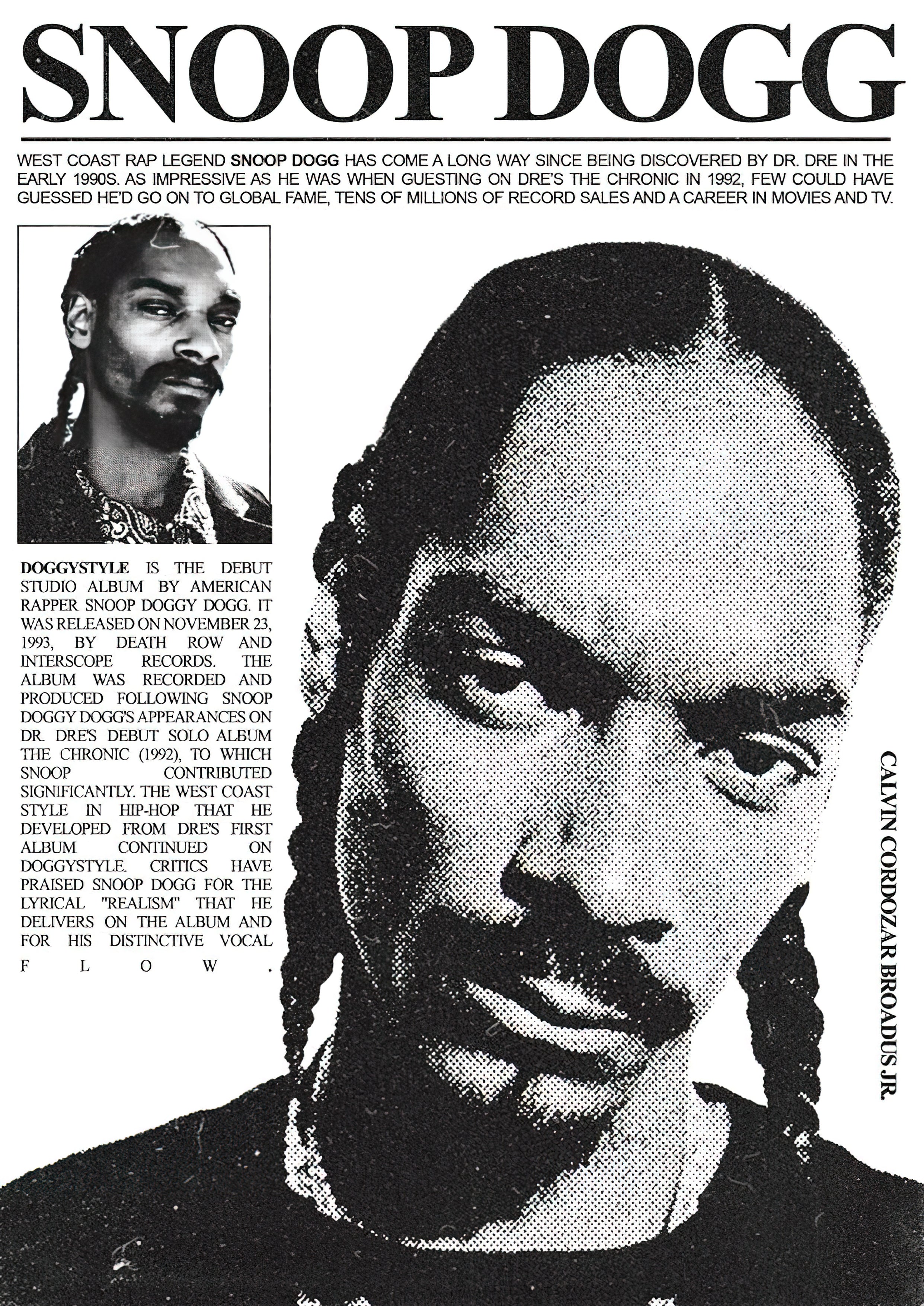 Snoop Dogg "Doggystyle" Halftone Newspaper Editorial Poster