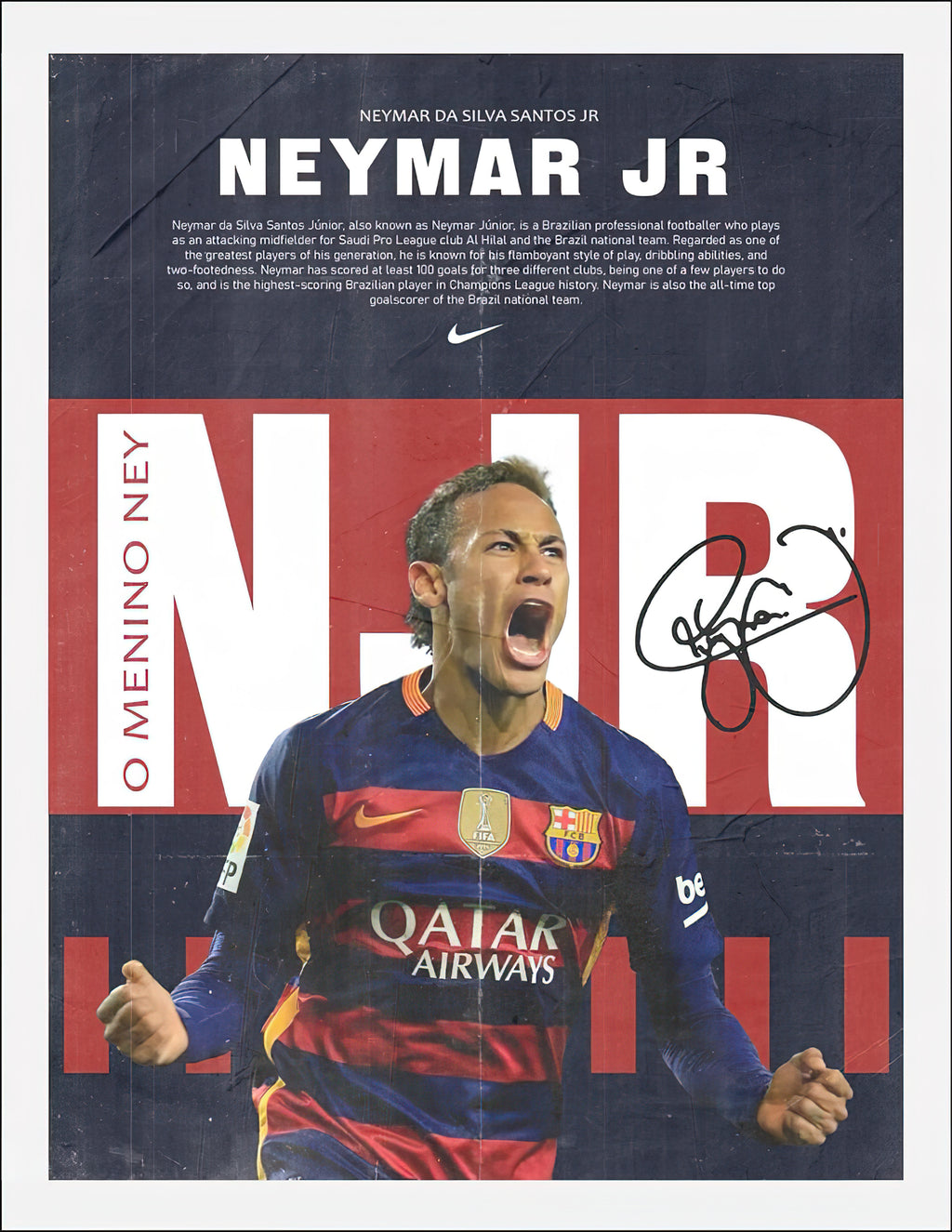 Neymar Jr. FC Barcelona O Menino Ney Signature Graphic Poster