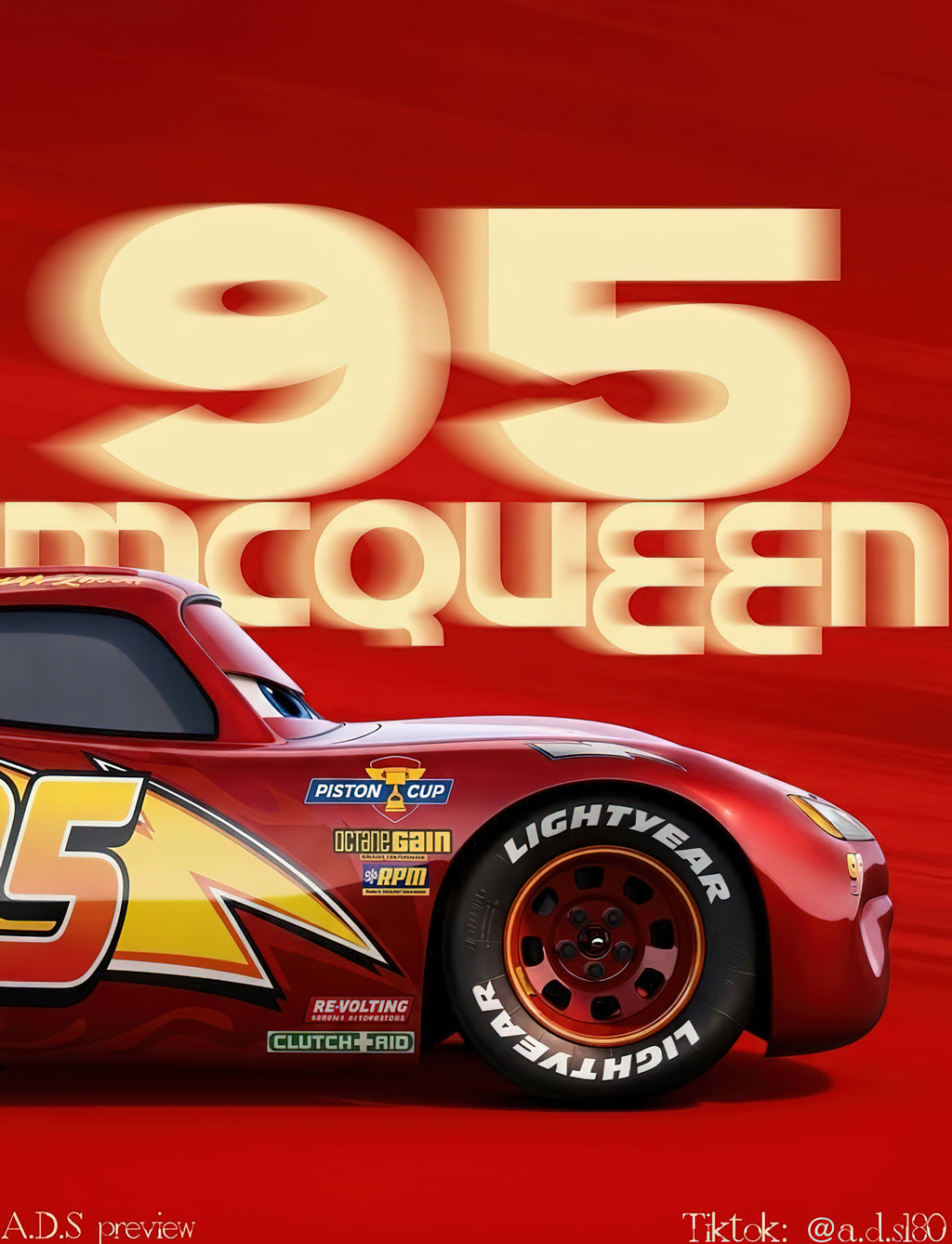 Lightning McQueen #95 Speed Blur Editorial Graphic Poster