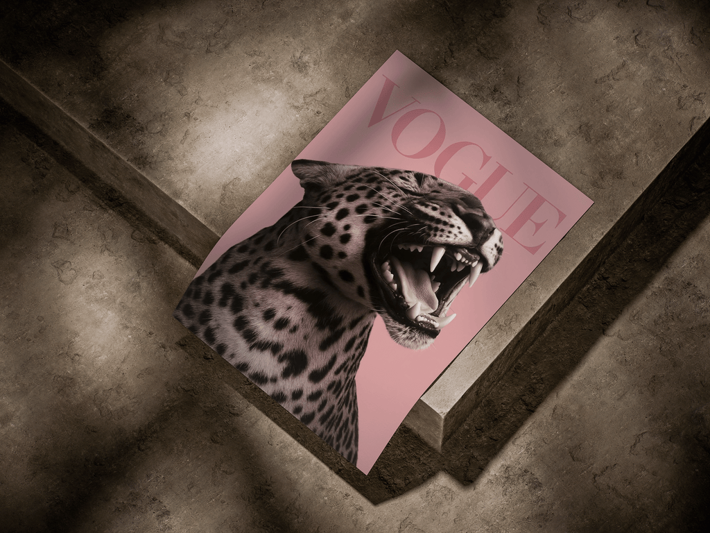 VOGUE "Wild Beauty" Roaring Leopard Pink Editorial Poster