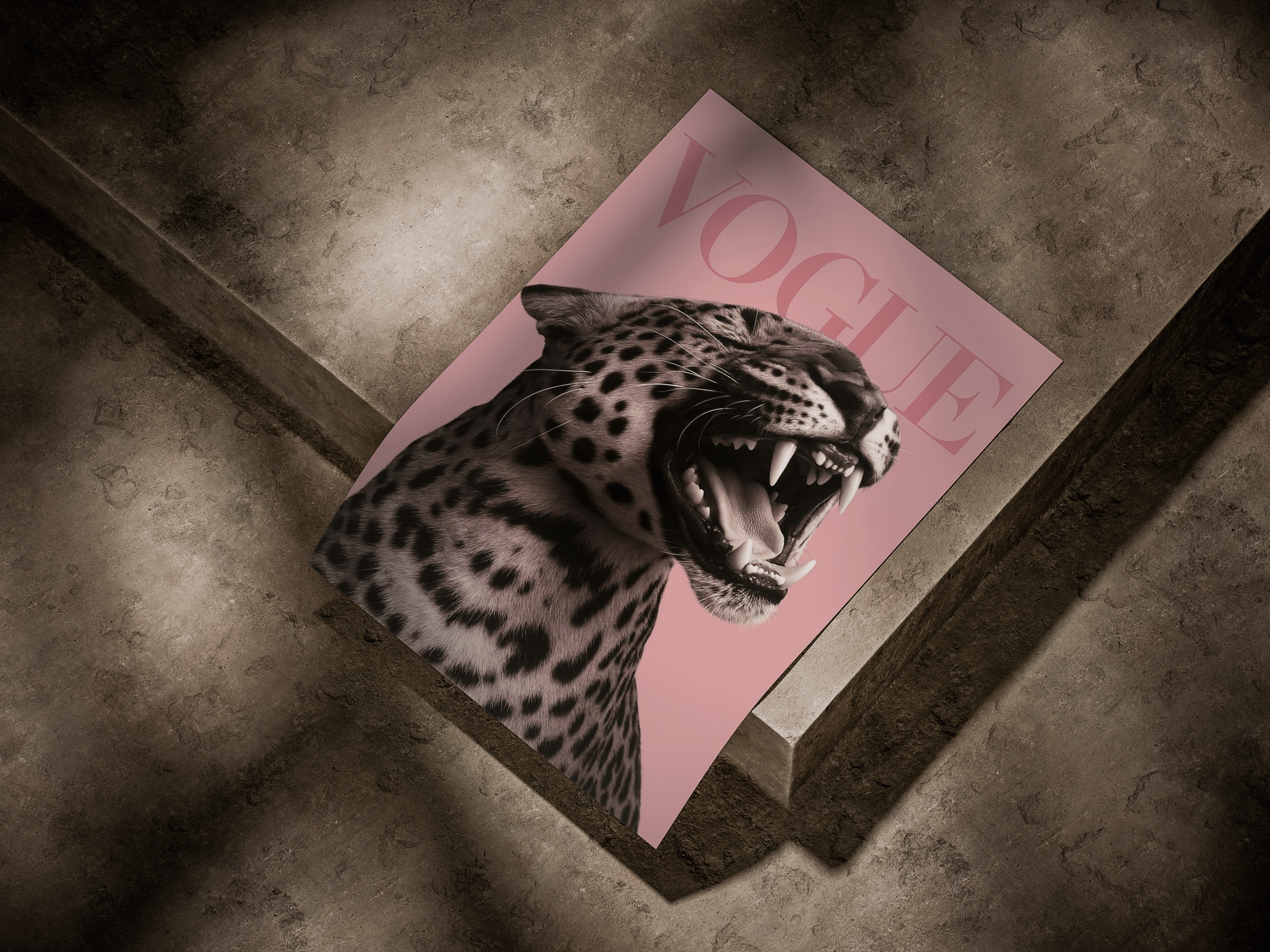 VOGUE "Wild Beauty" Roaring Leopard Pink Editorial Poster