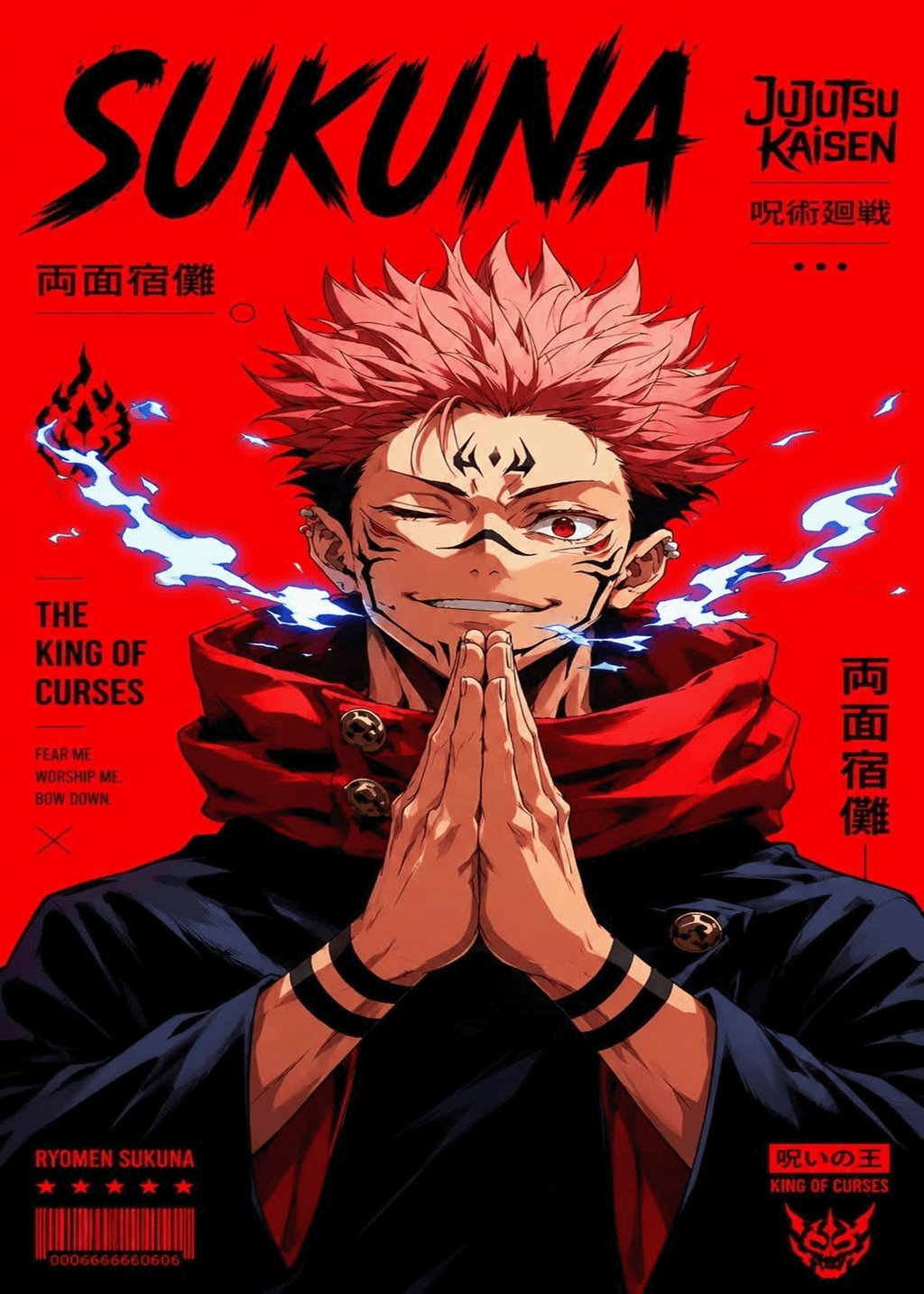 Jujutsu Kaisen "Ryomen Sukuna: King of Curses" Crimson Graphic Poster
