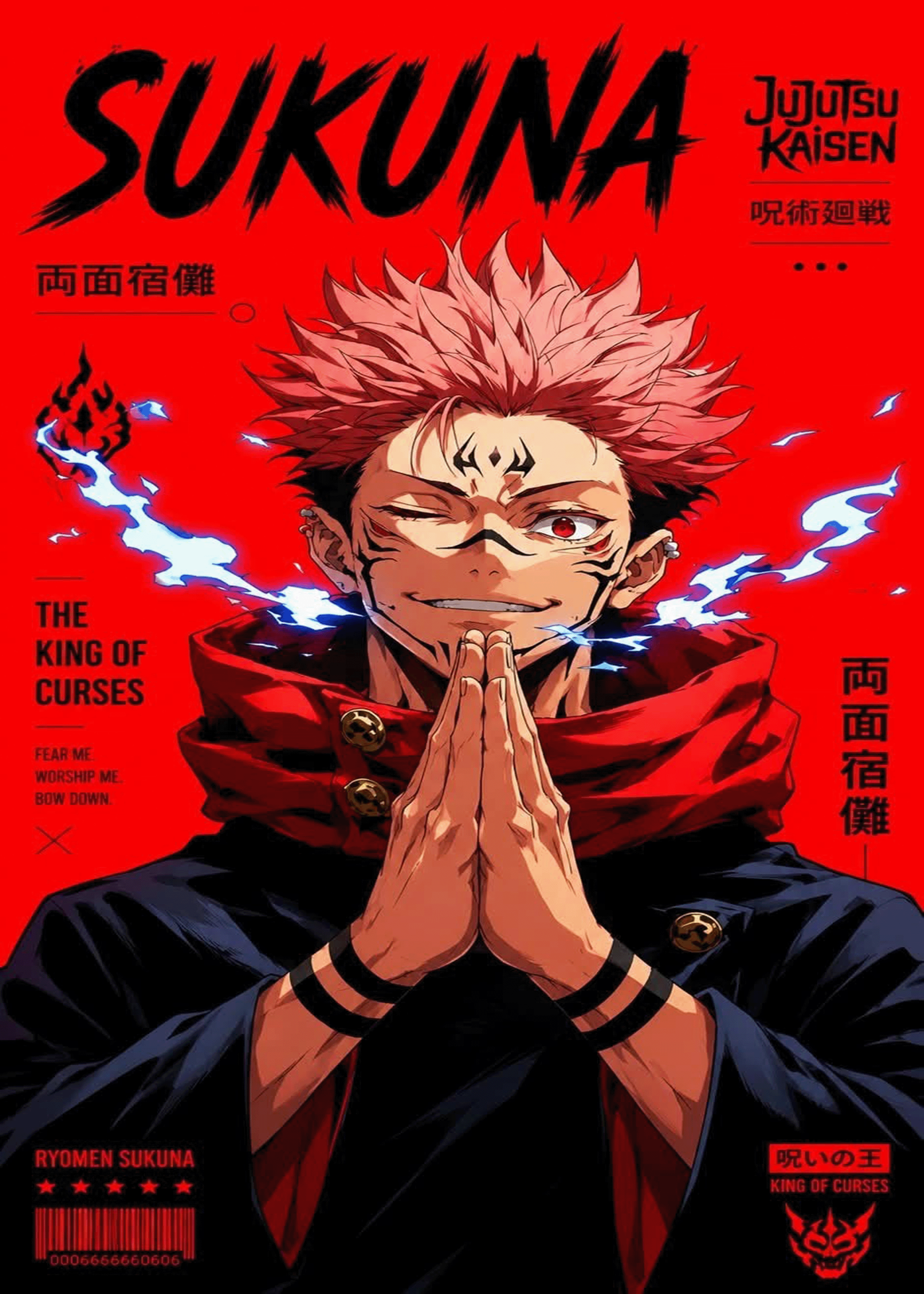 Jujutsu Kaisen "Ryomen Sukuna: King of Curses" Crimson Graphic Poster