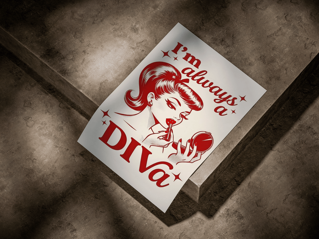 Retro Pin-Up "I'm Always a DIVA" Pop Art Graphic Poster