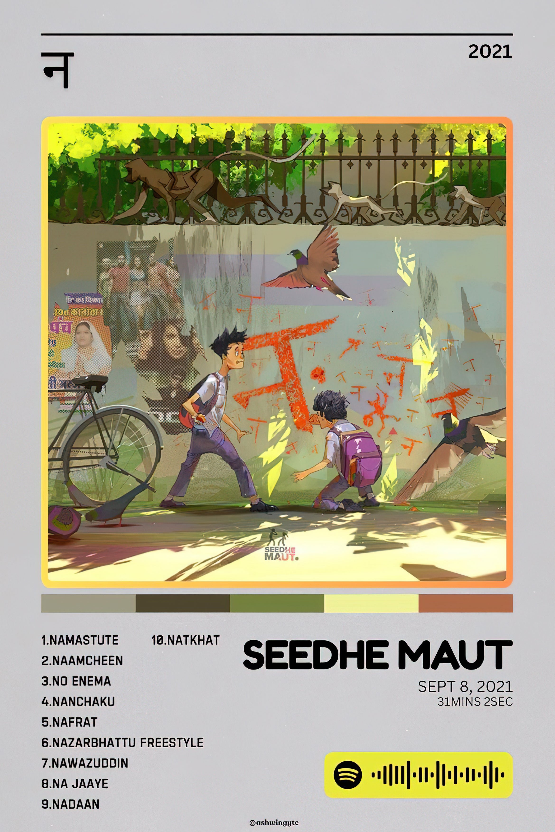 Seedhe Maut "Nayaab / N" Minimalist Tracklist Poster