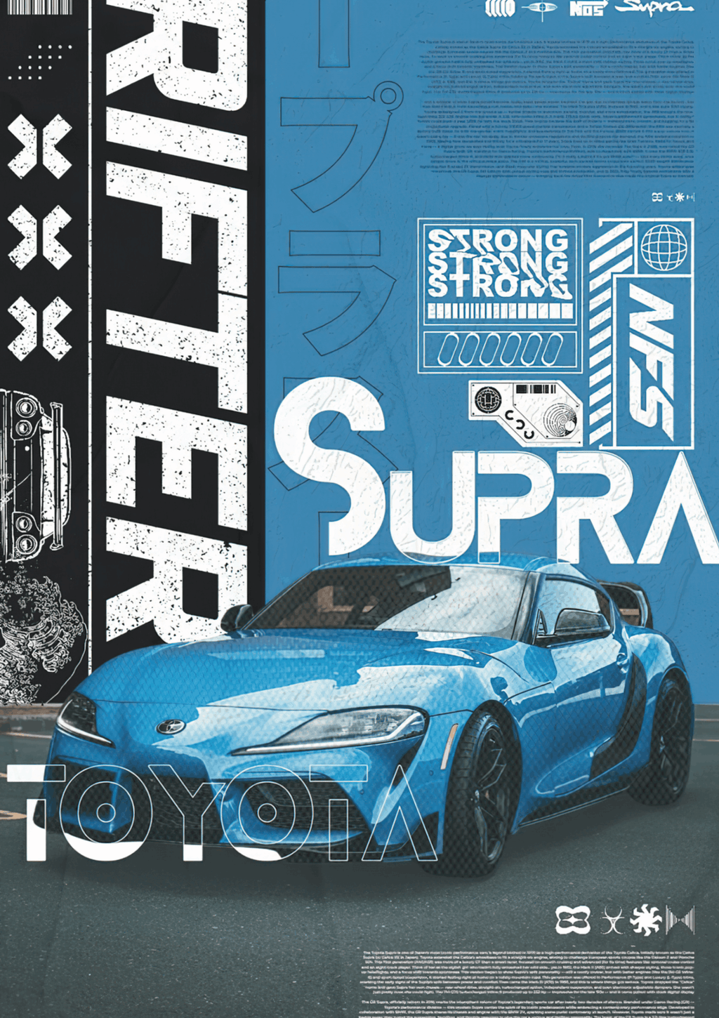 Toyota Supra "Drifter" Retro Cyberpunk JDM Premium Poster