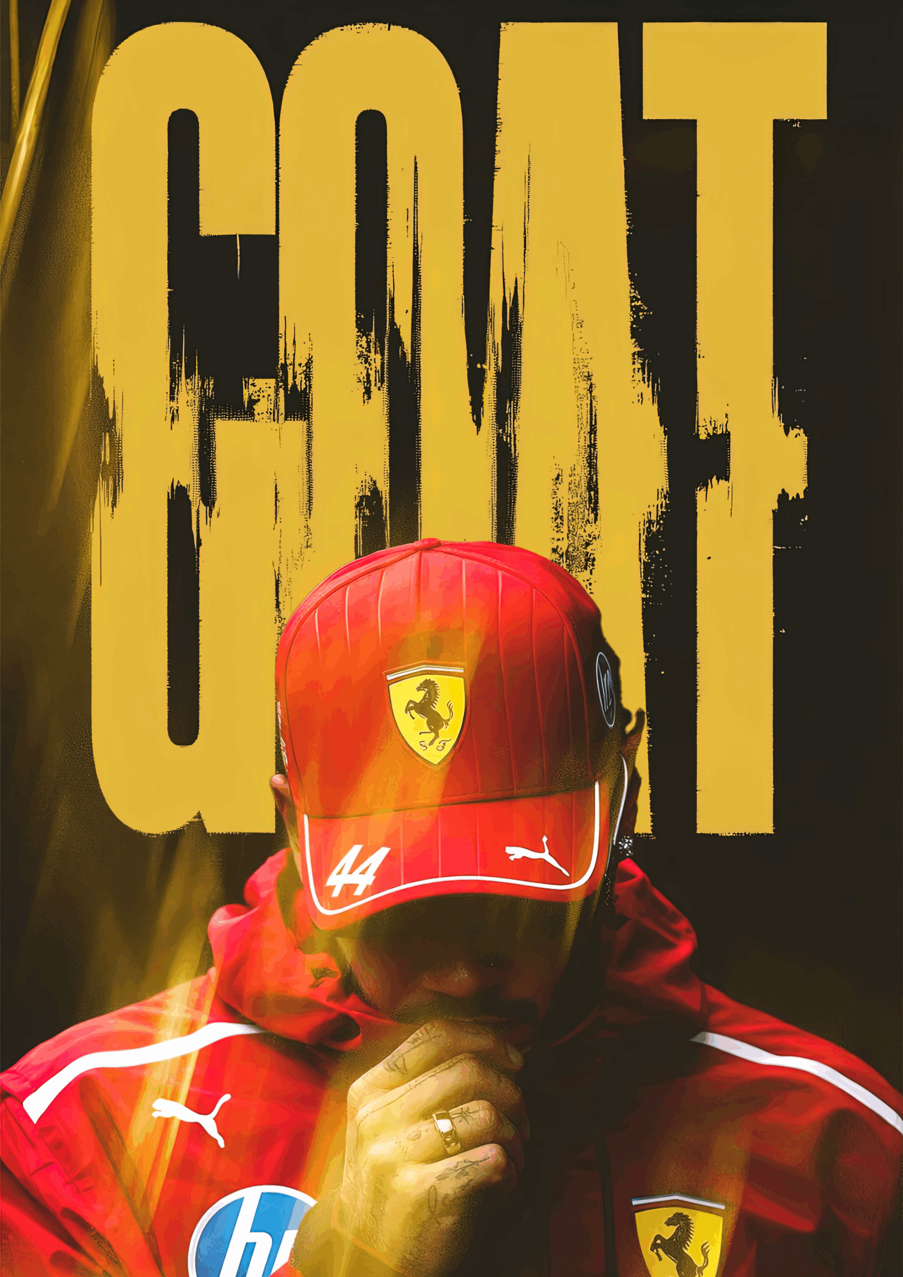 Lewis Hamilton "GOAT" Ferrari Premium F1 Poster