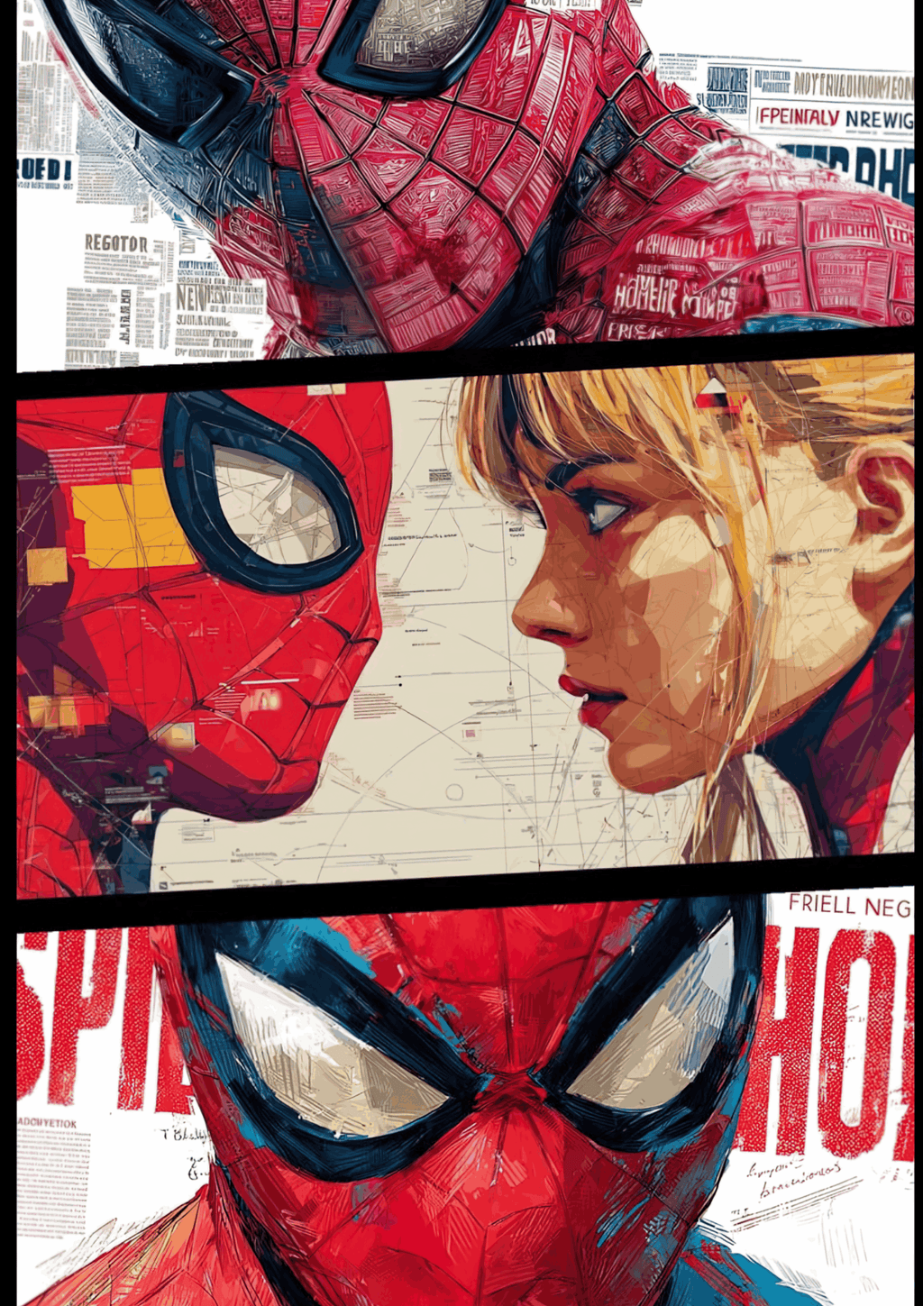 Spider Man and Gwen Stacy Comic Panel Editorial Art Poster