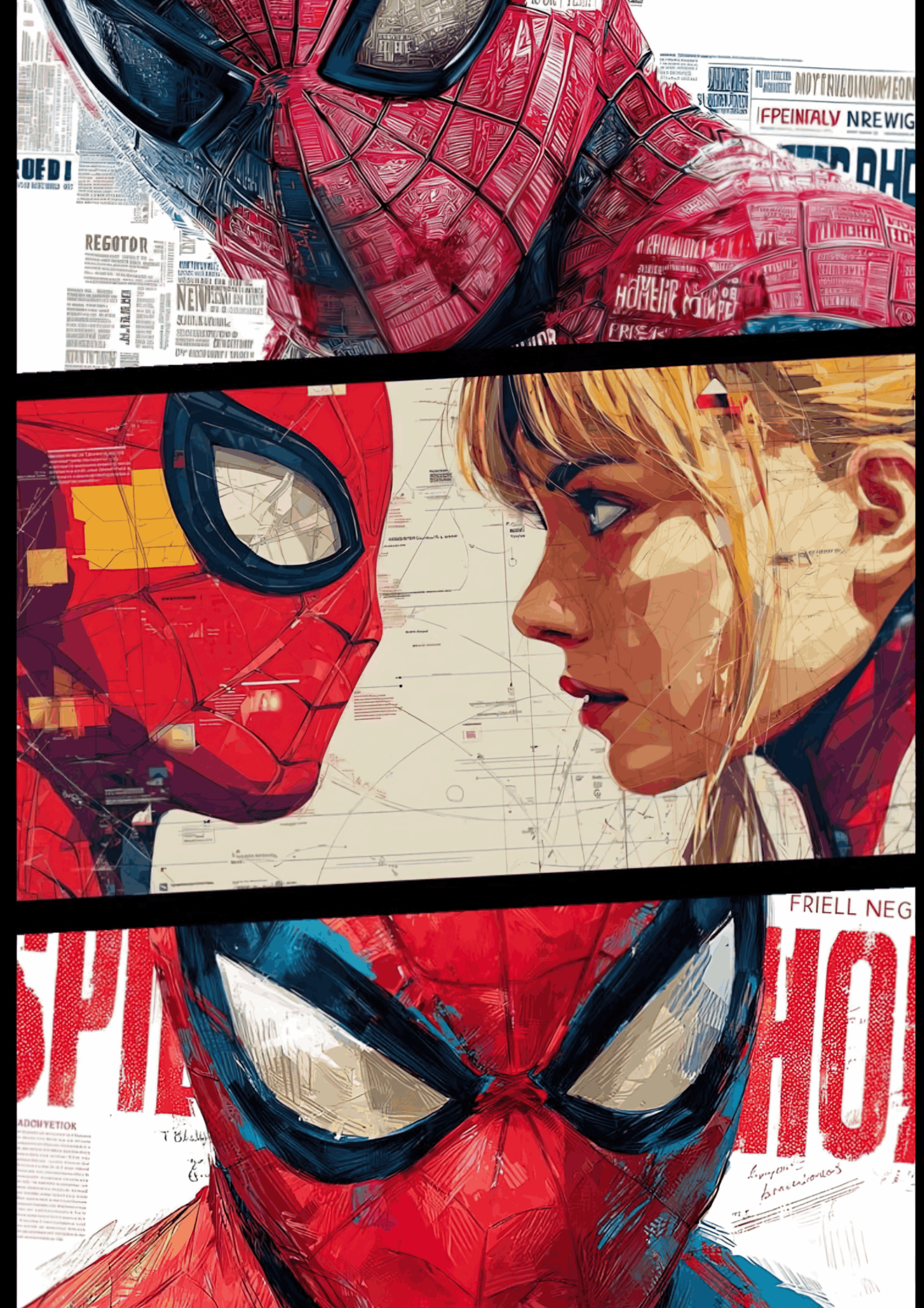 Spider Man and Gwen Stacy Comic Panel Editorial Art Poster