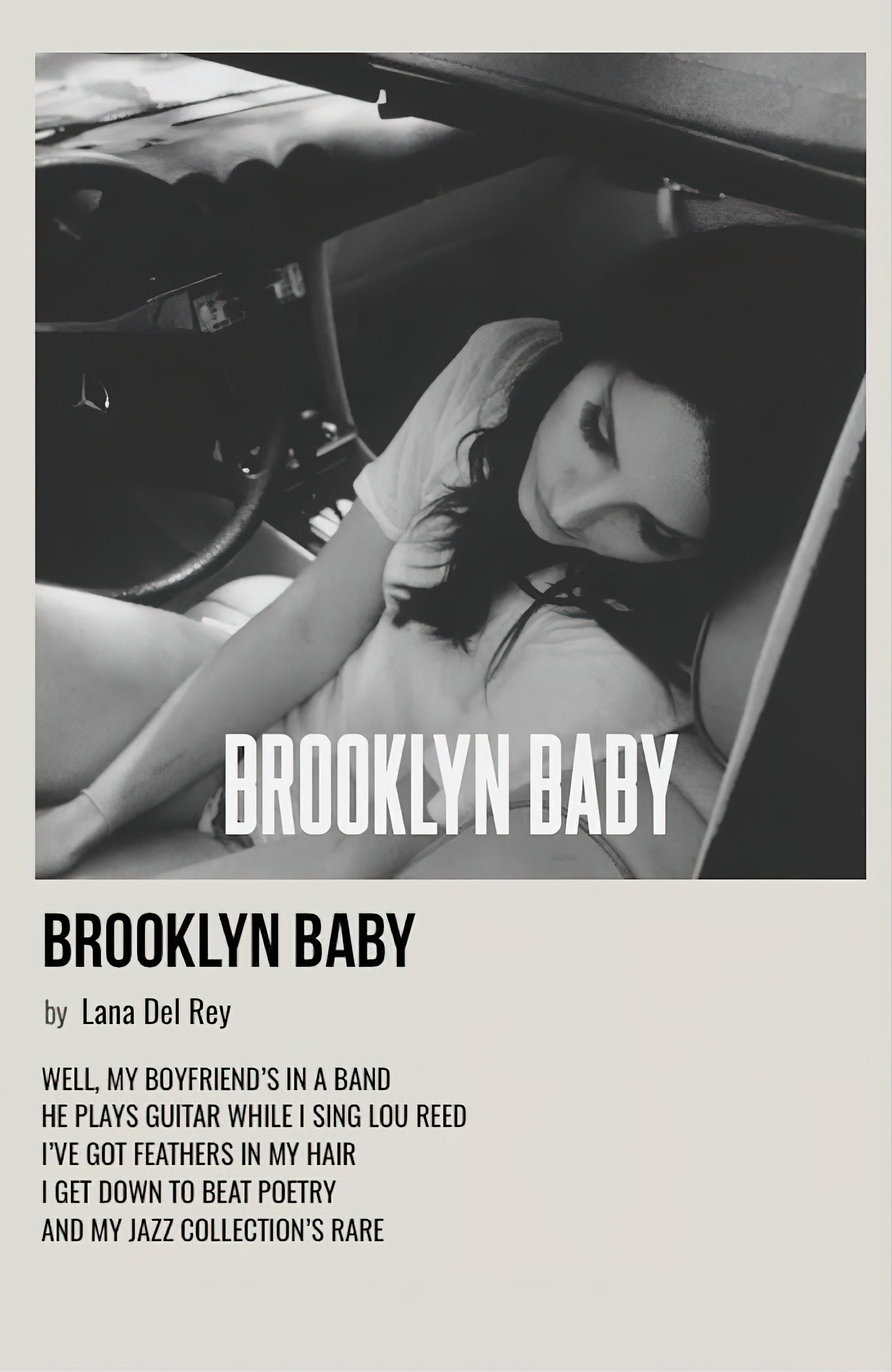 Lana Del Rey "Brooklyn Baby" Polaroid Lyric Graphic Poster