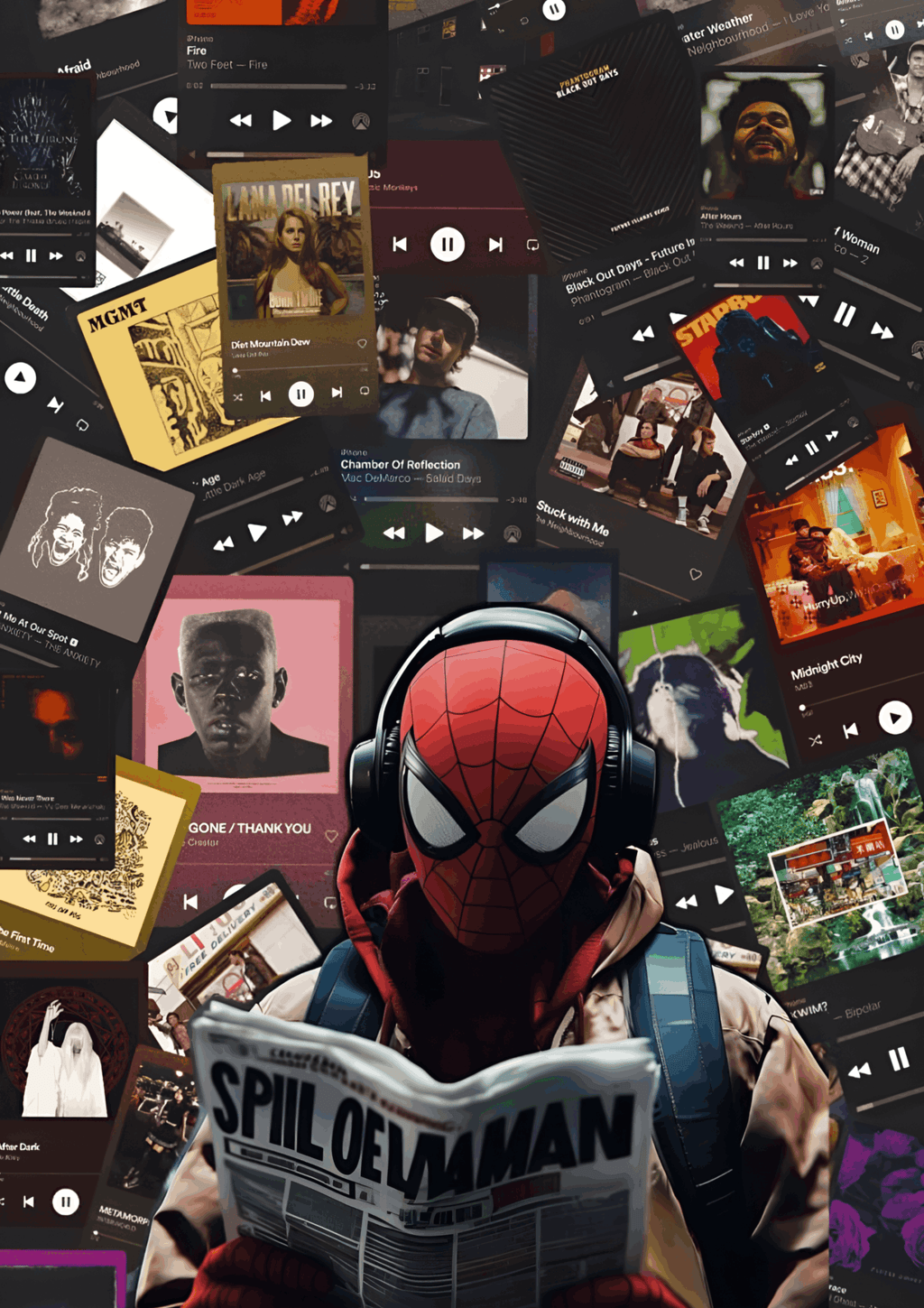 Spider-Man "Vibe Session" Music Collage Premium Poster