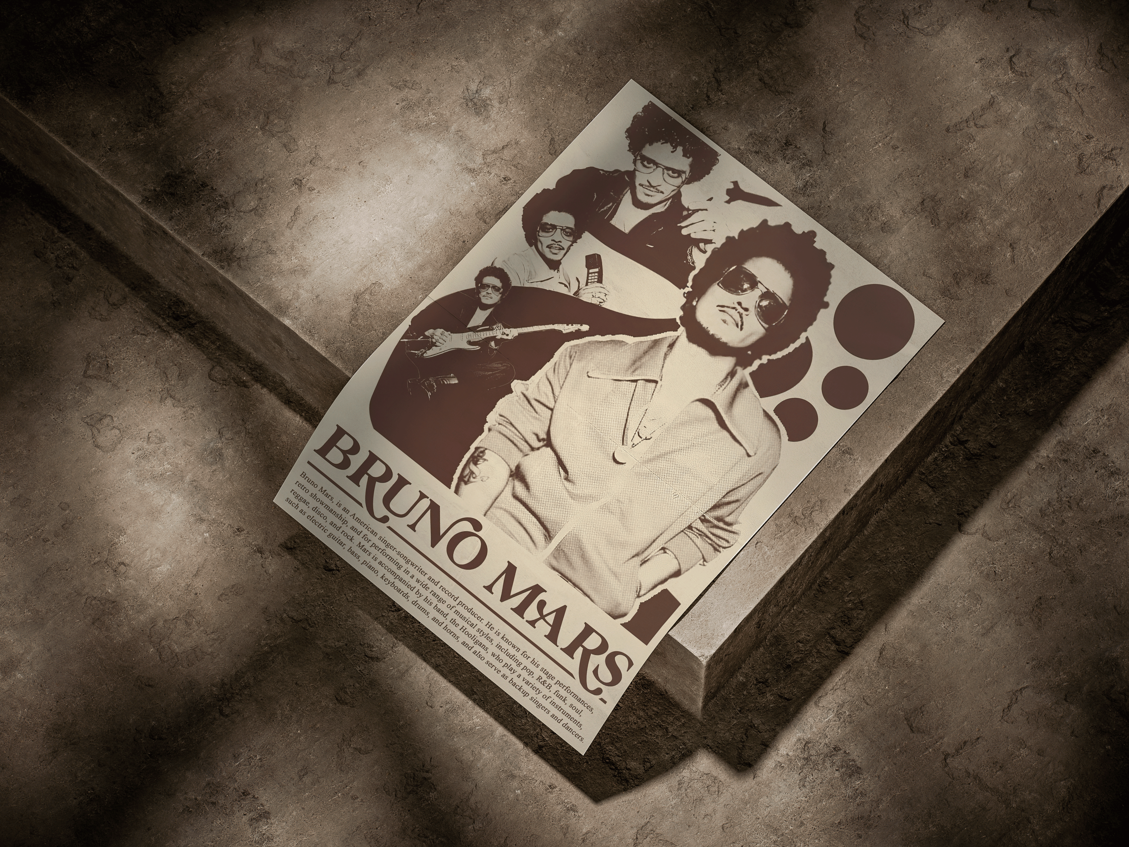 Bruno Mars Vintage Funk Collage Editorial Graphic Poster