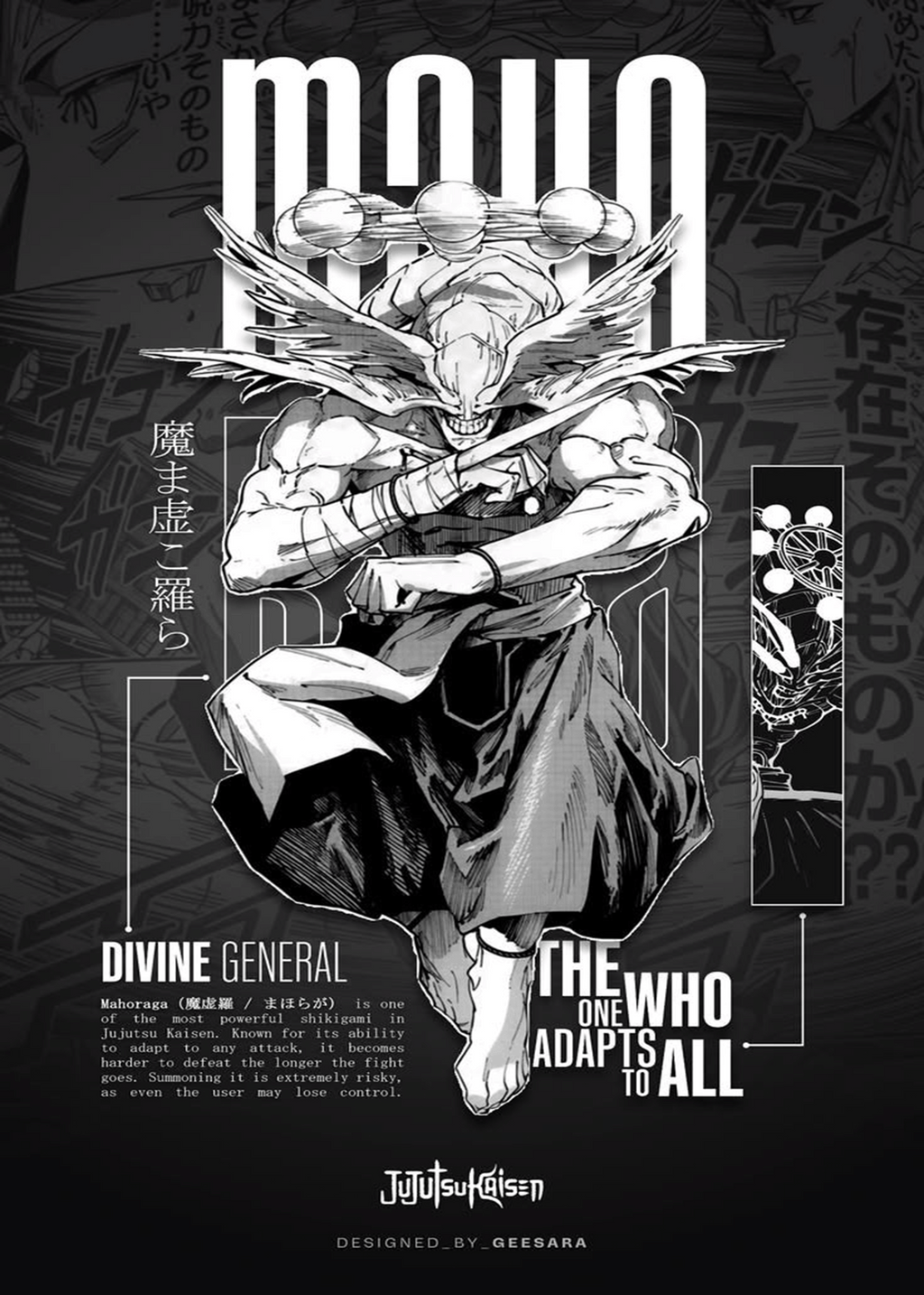 Jujutsu Kaisen "Mahoraga: Divine General" Dark Editorial Graphic Poster