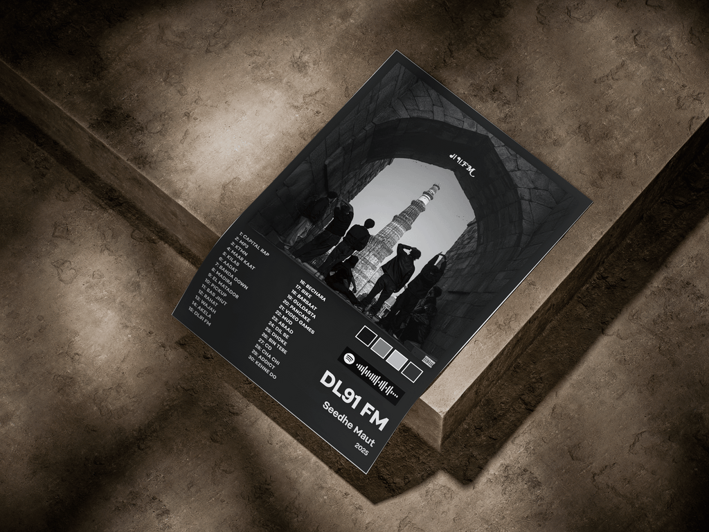 Seedhe Maut "DL91 FM" Monochromatic Tracklist Poster