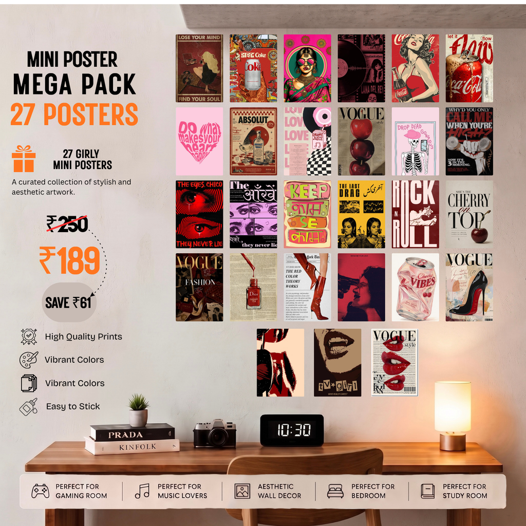 Aesthetic "Girly Mini Poster Mega Pack" (27 Pieces)