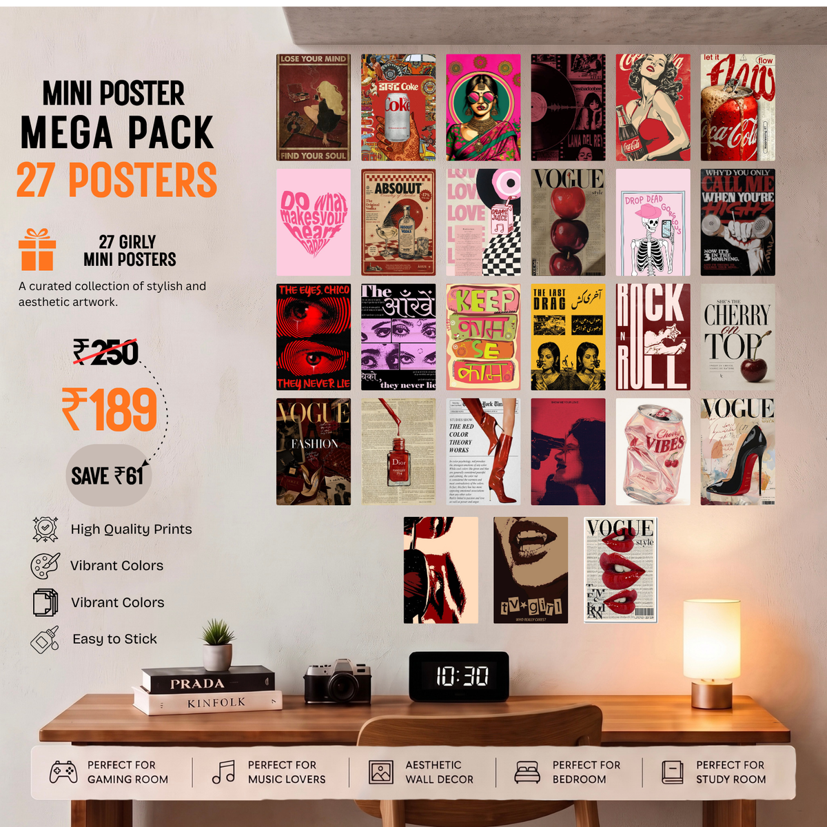 Aesthetic "Girly Mini Poster Mega Pack" (27 Pieces)