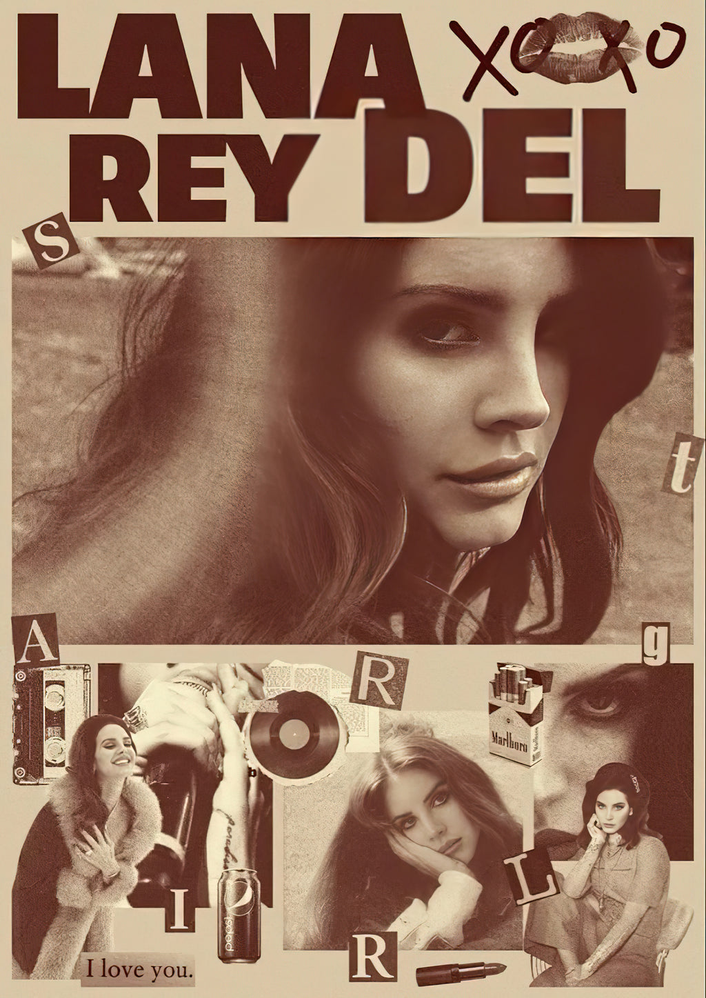 Lana Del Rey "Star Girl" Vintage Scrapbook & Film Grain Poster