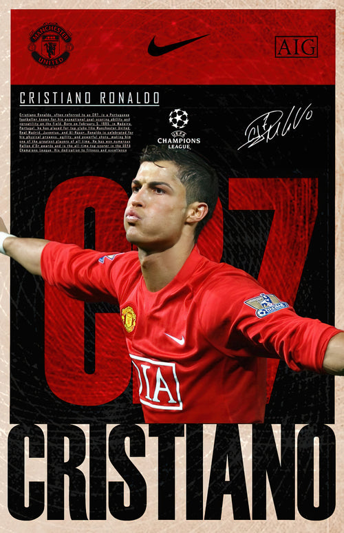 Cristiano Ronaldo Manchester United CR7 Signature Editorial Graphic Poster