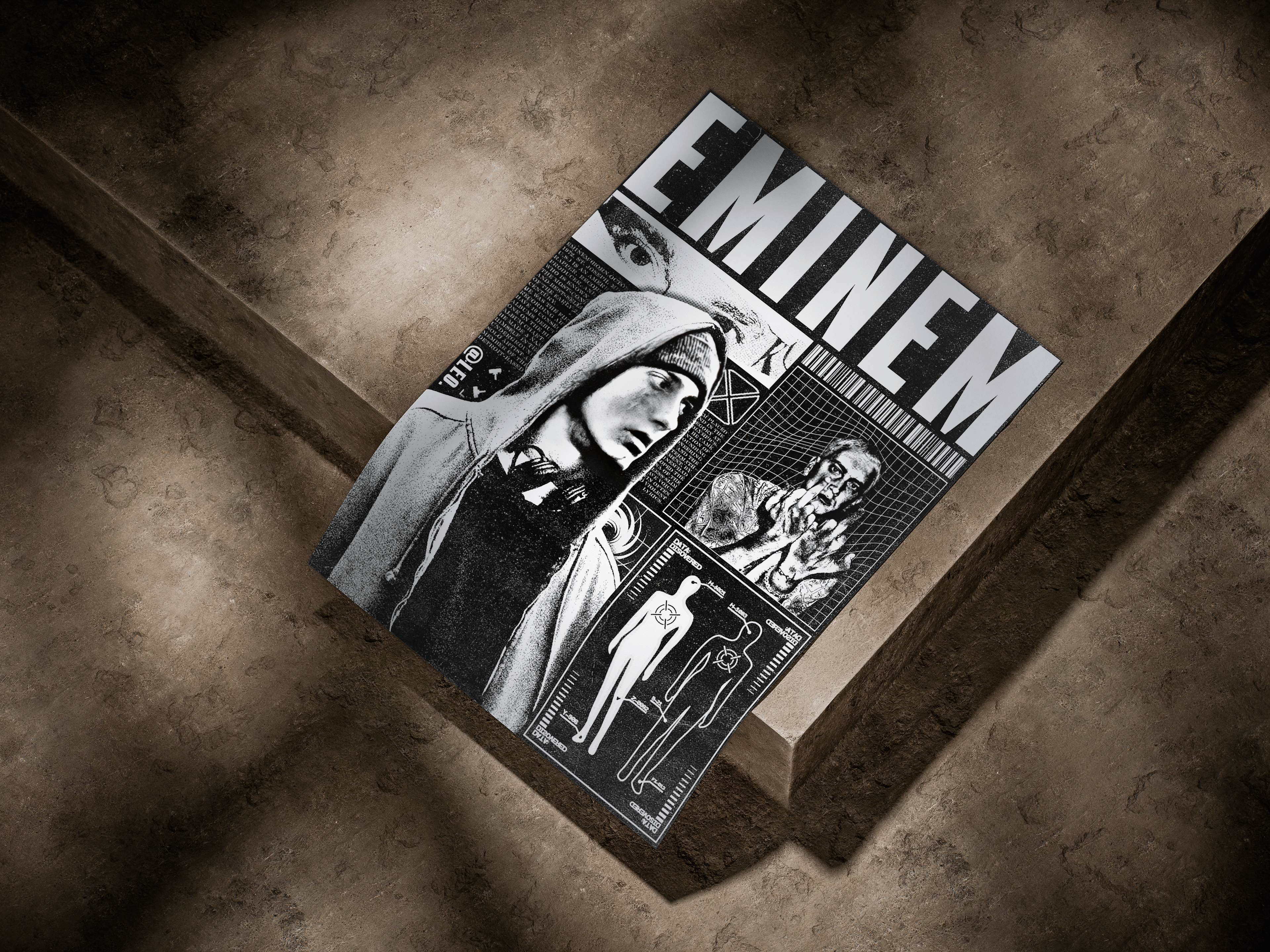 Eminem Cyber-Brutalist Halftone Zine Poster