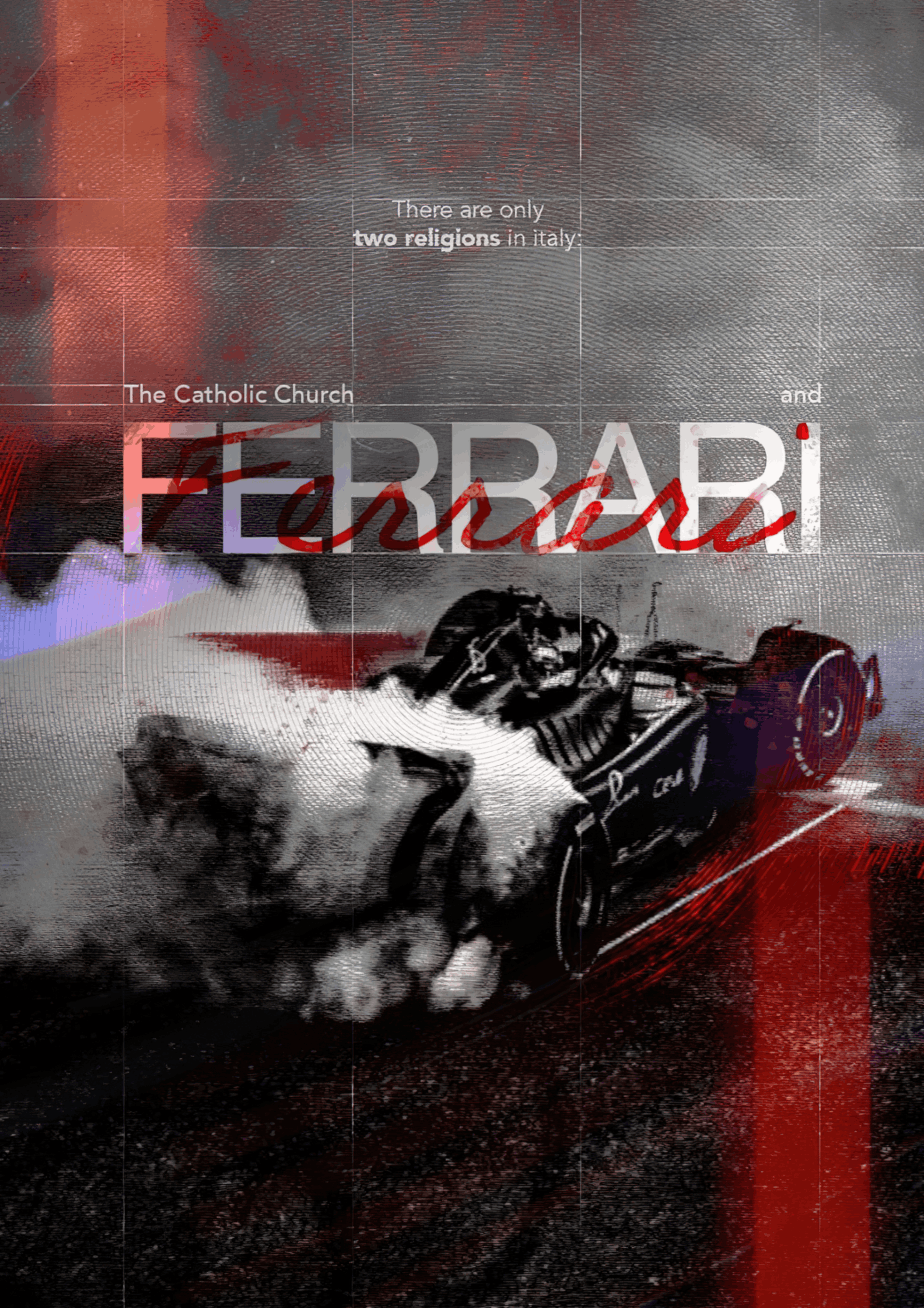 "Two Religions" Scuderia Ferrari Editorial F1 Poster