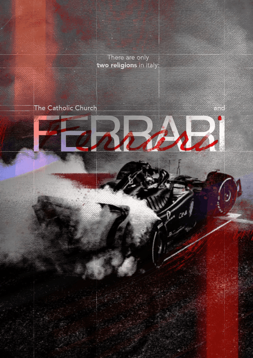 "Two Religions" Scuderia Ferrari Editorial F1 Poster