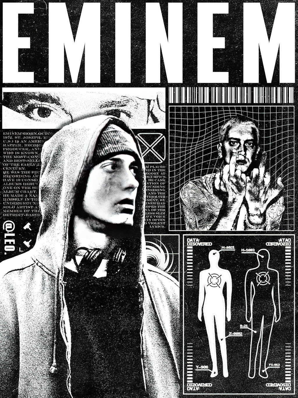 Eminem Cyber-Brutalist Halftone Zine Poster