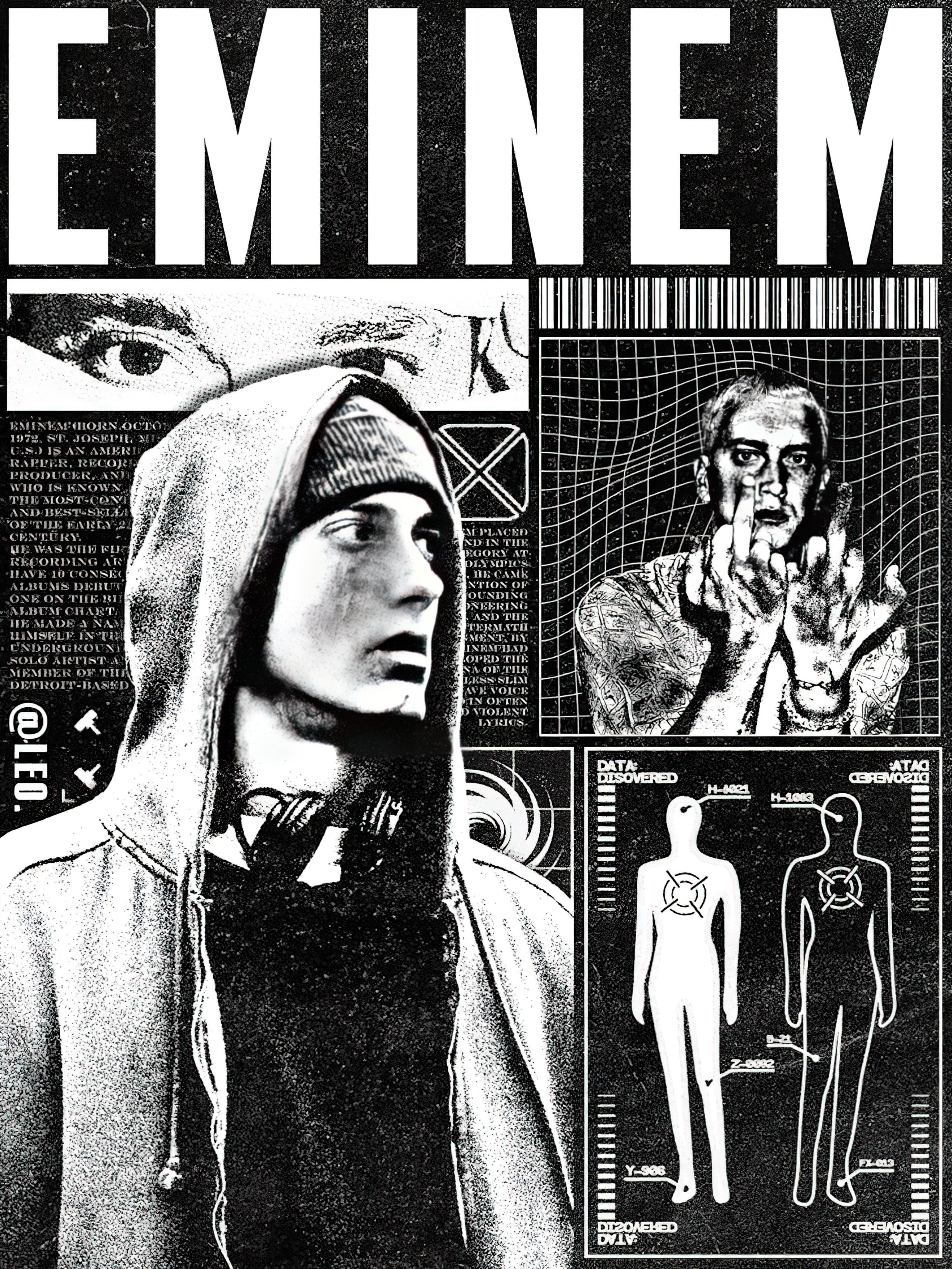 Eminem Cyber-Brutalist Halftone Zine Poster
