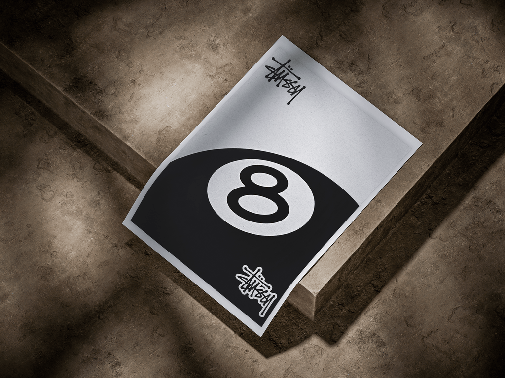 Stussy Eight Ball Minimalist Streetwear Graphic Poster