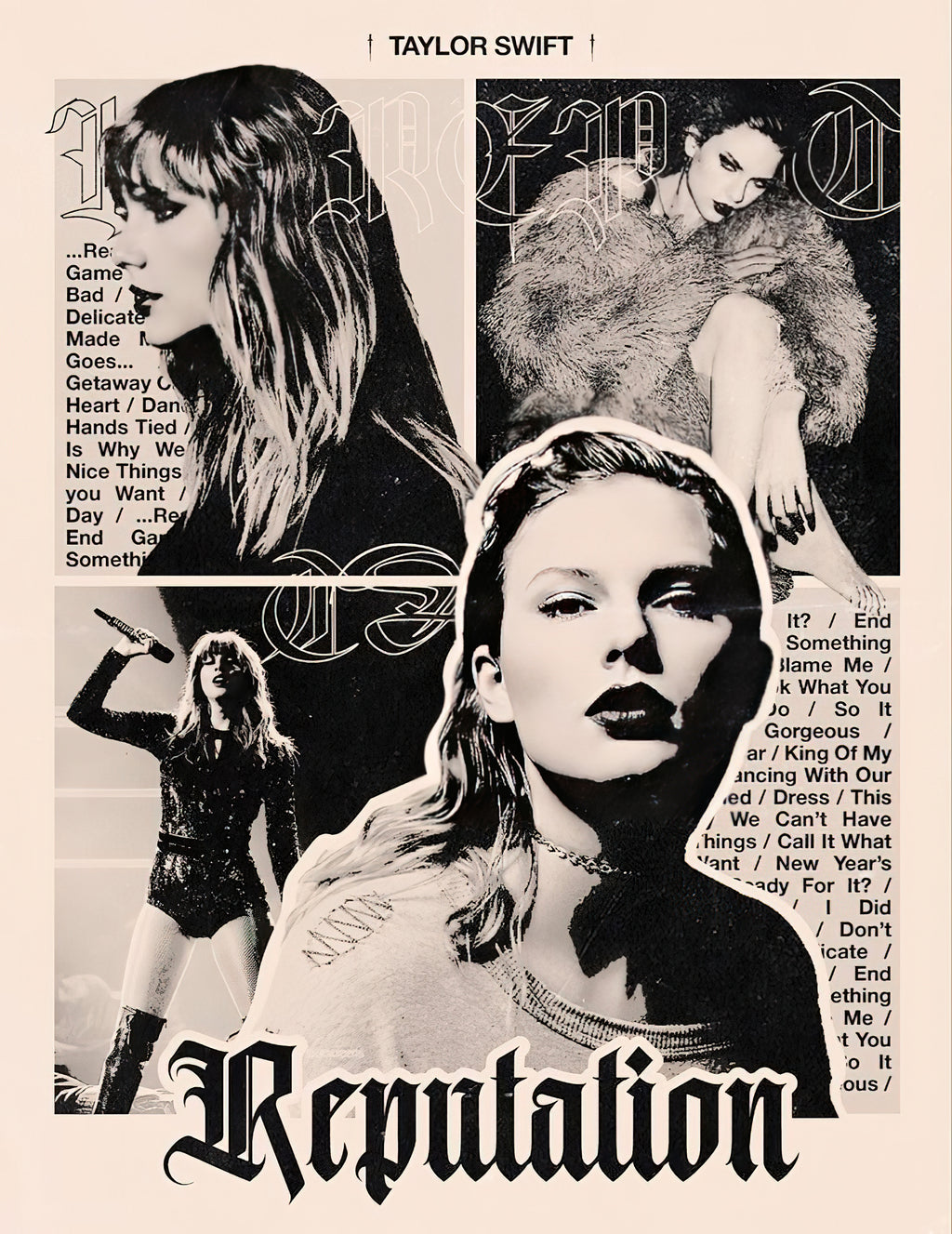 Taylor Swift "Reputation" Tracklist Zine Collage Poster