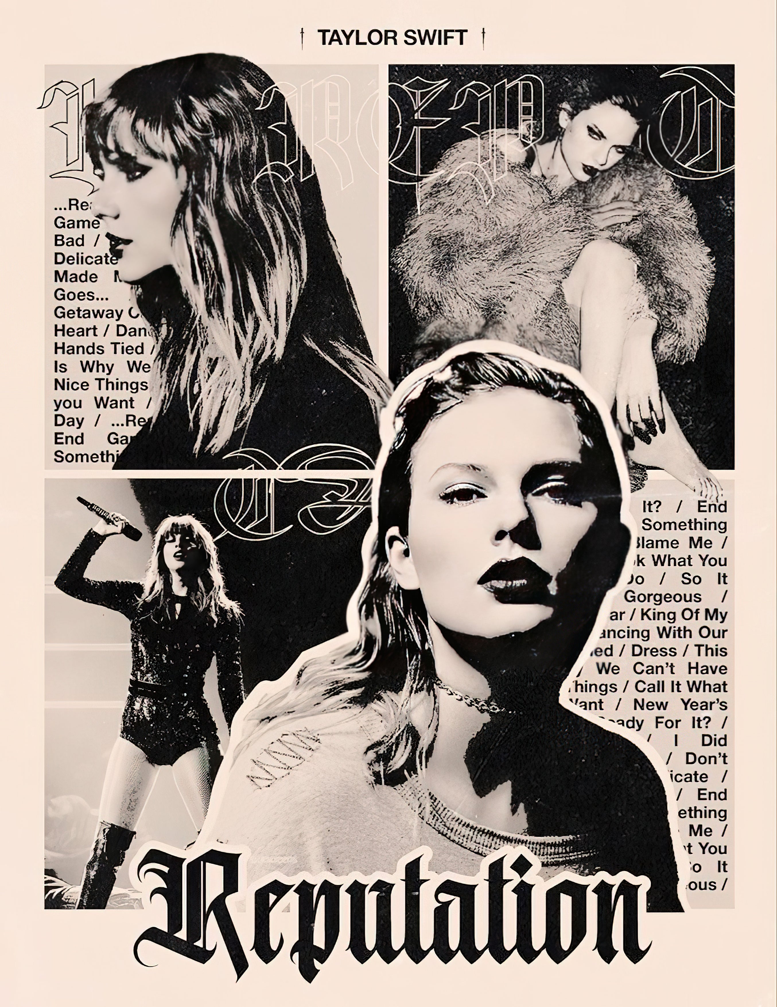 Taylor Swift "Reputation" Tracklist Zine Collage Poster