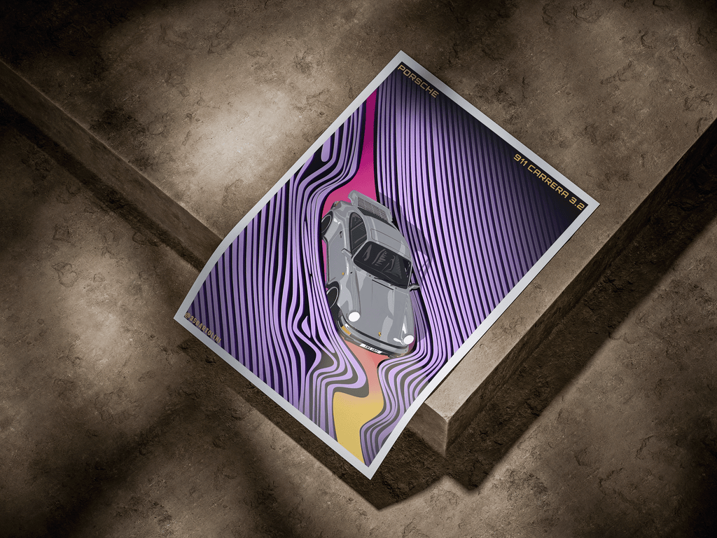 Porsche 911 Carrera 3.2 Synthwave Aerodynamic Vector Poster
