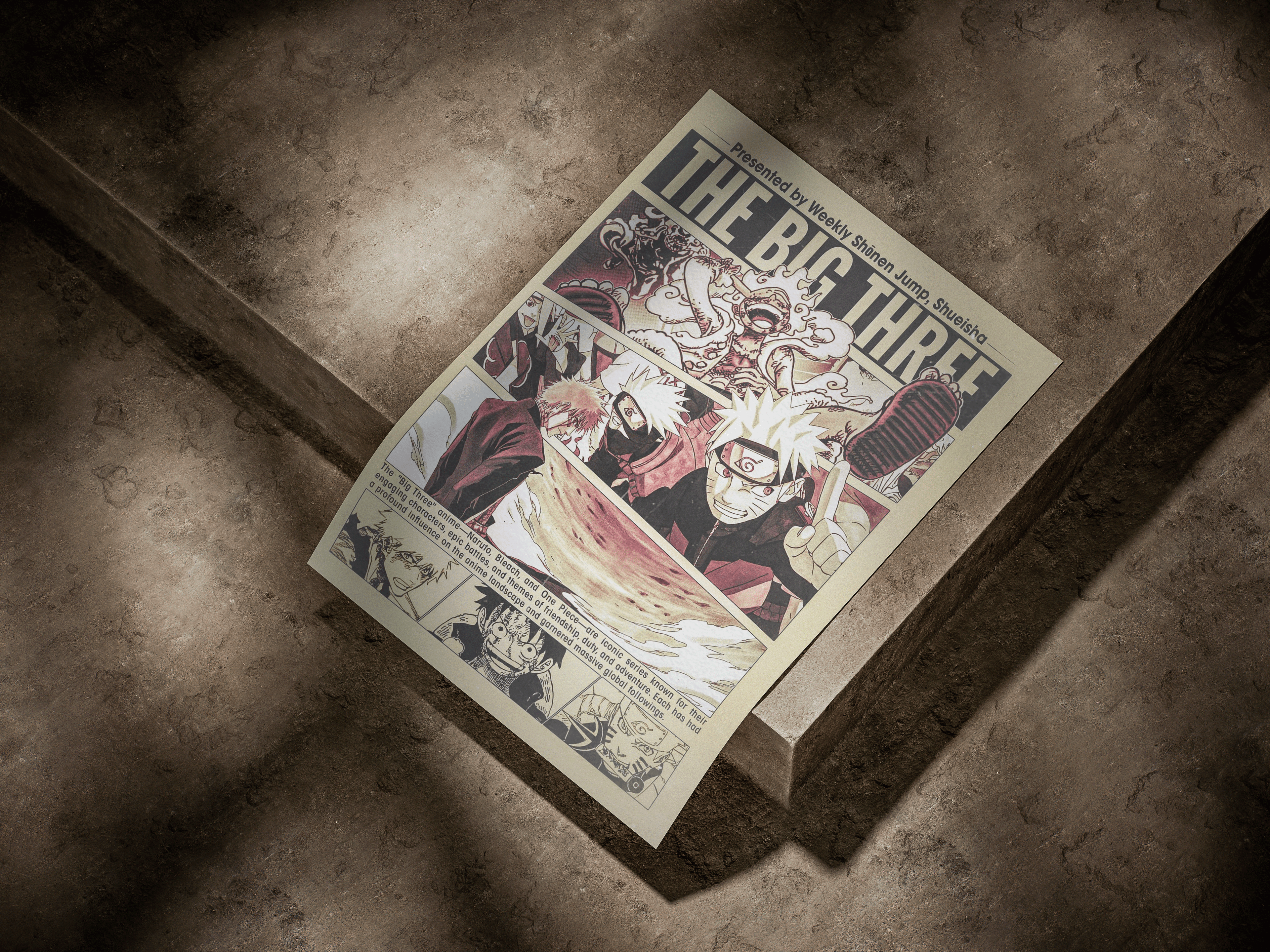 Shonen Jump "The Big Three" Vintage Comic Panel Poster