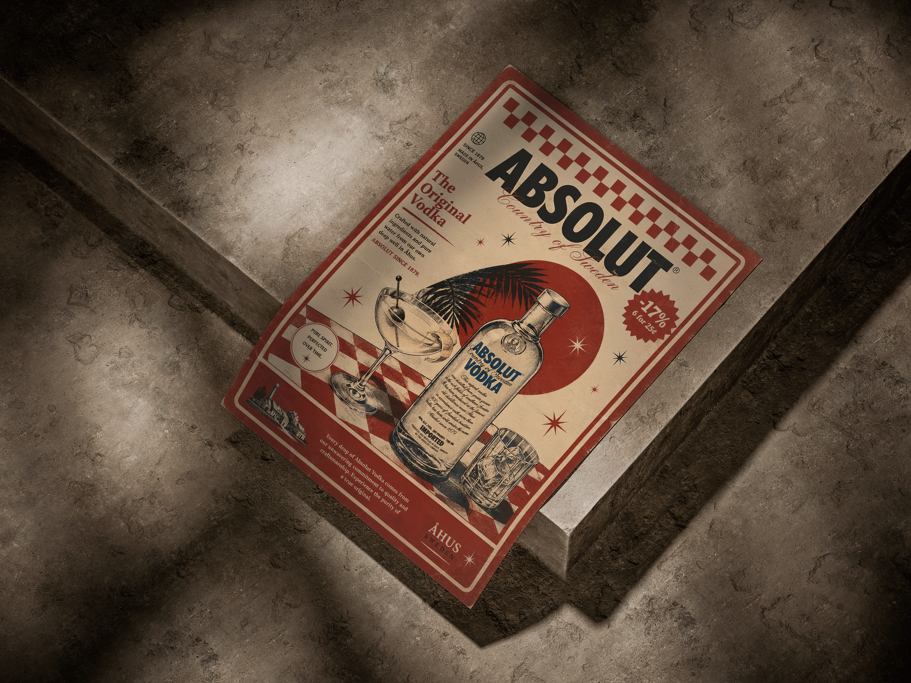 Absolut Country of Sweden Vodka Vintage Mid Century Advertising Poster