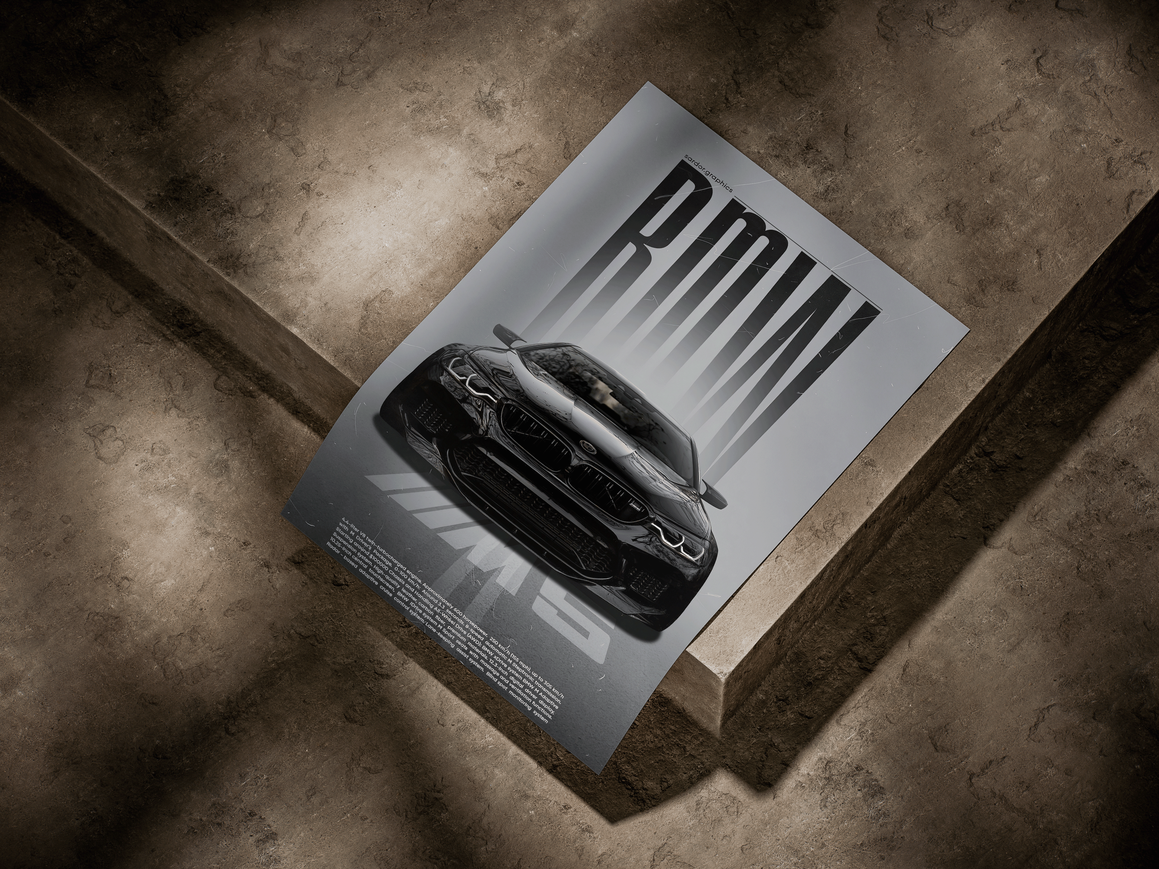 BMW M5 CS High Contrast Brutalist Editorial Art Poster