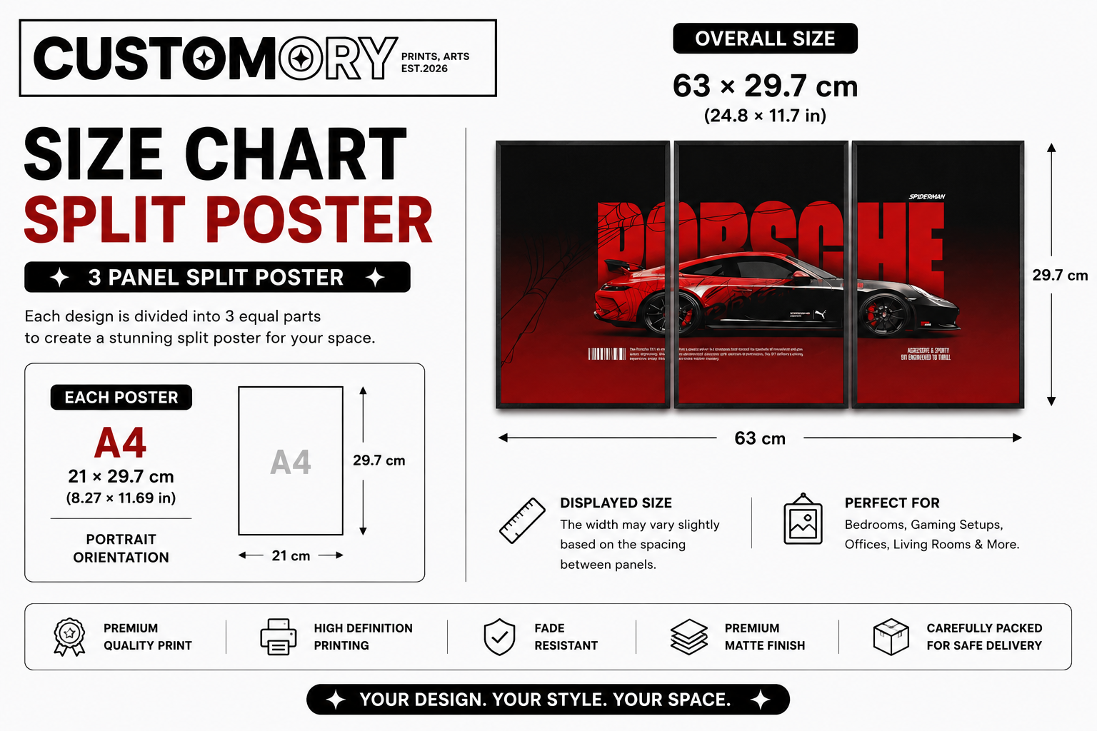 Porsche 911 "Spider-Man Edition" Triptych Split-Panel Graphic Poster