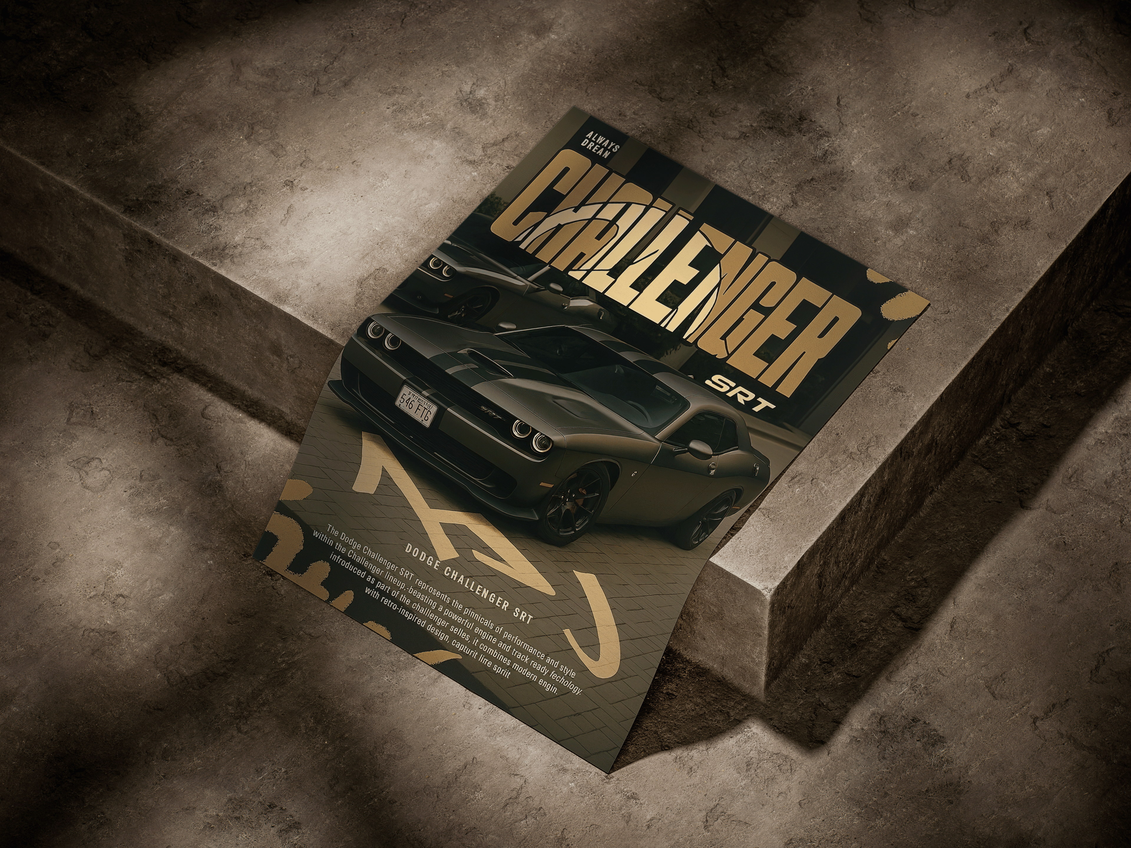 Dodge Challenger SRT Retro Editorial American Muscle Poster