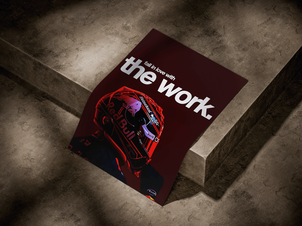 "Fall In Love With The Work" Max Verstappen F1 Motivational Poster